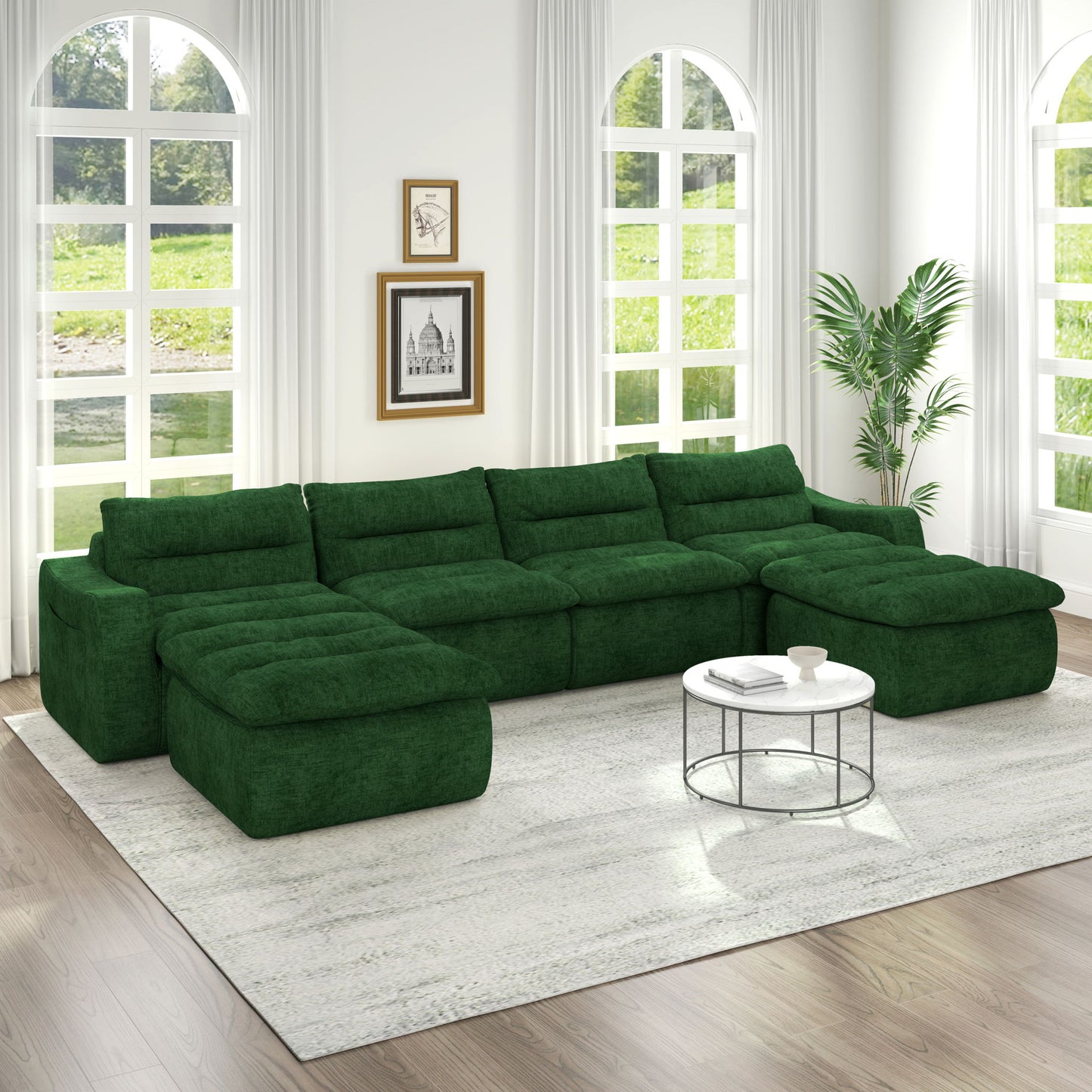 Modern L Shaped Modular Beanbag Sofa, Comfortable Lazy Style, Compression Sponge And Cloth
