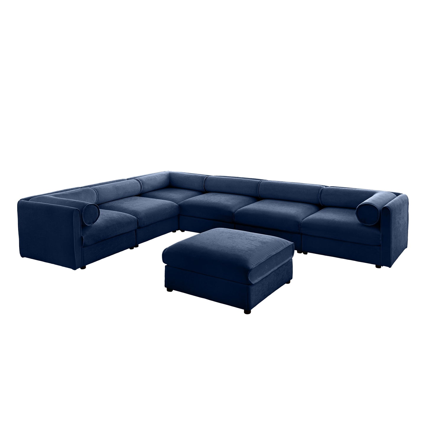 Contemporary Elegant White Chenille Sofa With Storage And Ottoman