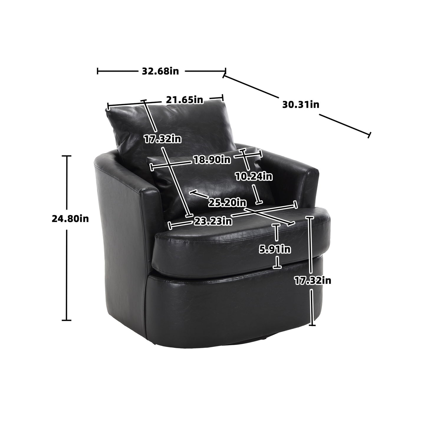 Modern Barrel Comfy Round Accent Sofa Chair, 360 Degree Swivel