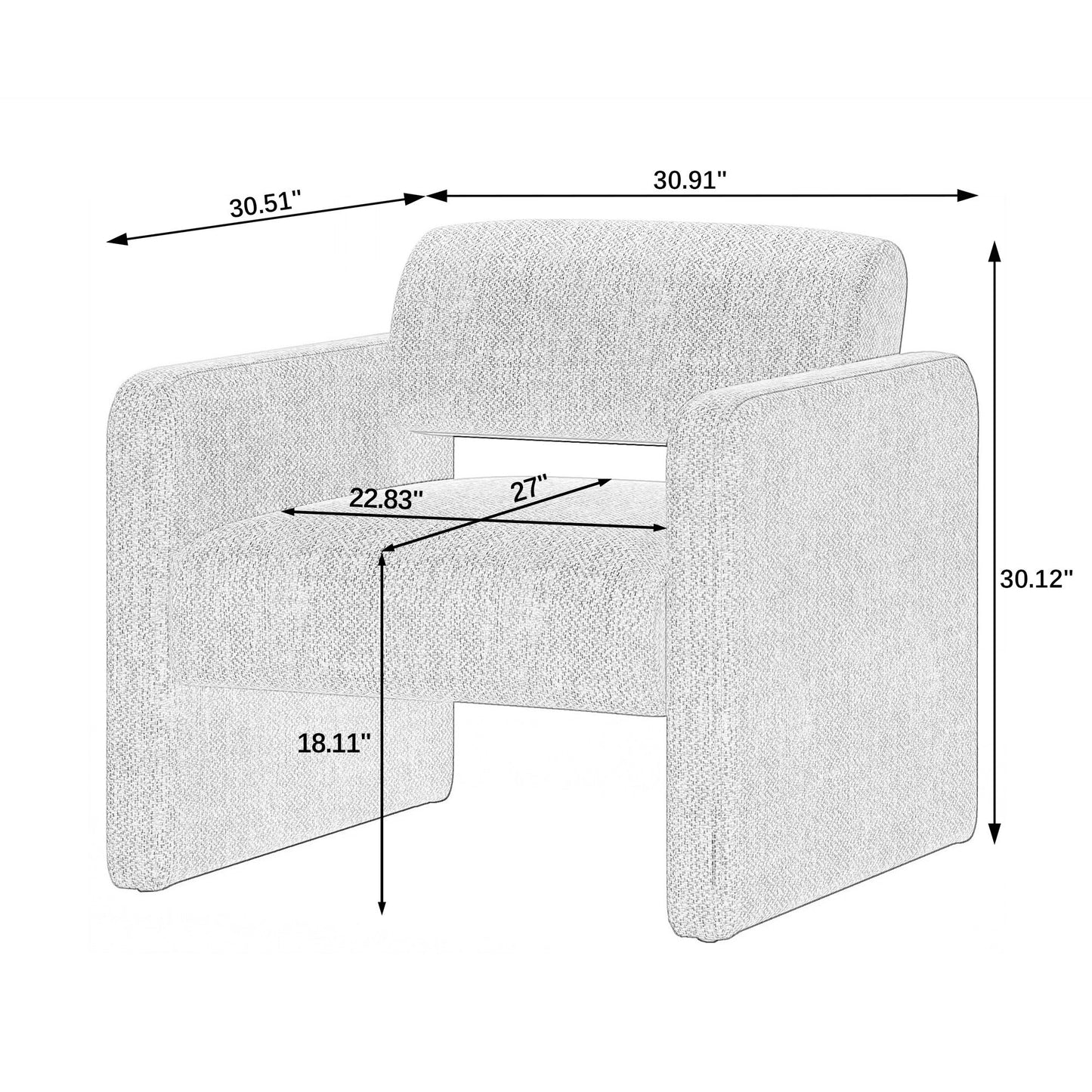 Modern Single Sofa Chair With Armrests Upholstered Velvet For Various Rooms Compact Size - Beige