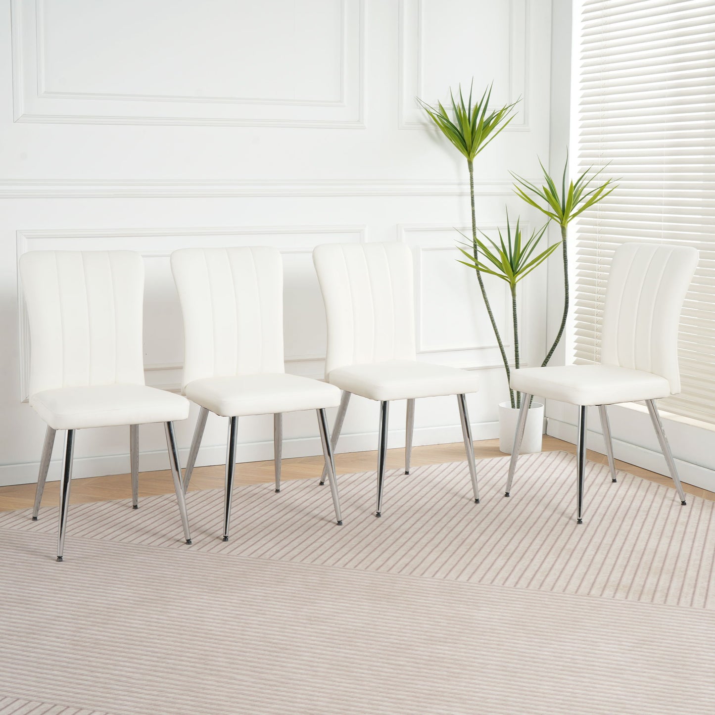 Modern Dining Chair With Electroplated Metal Legs (Set of 4)