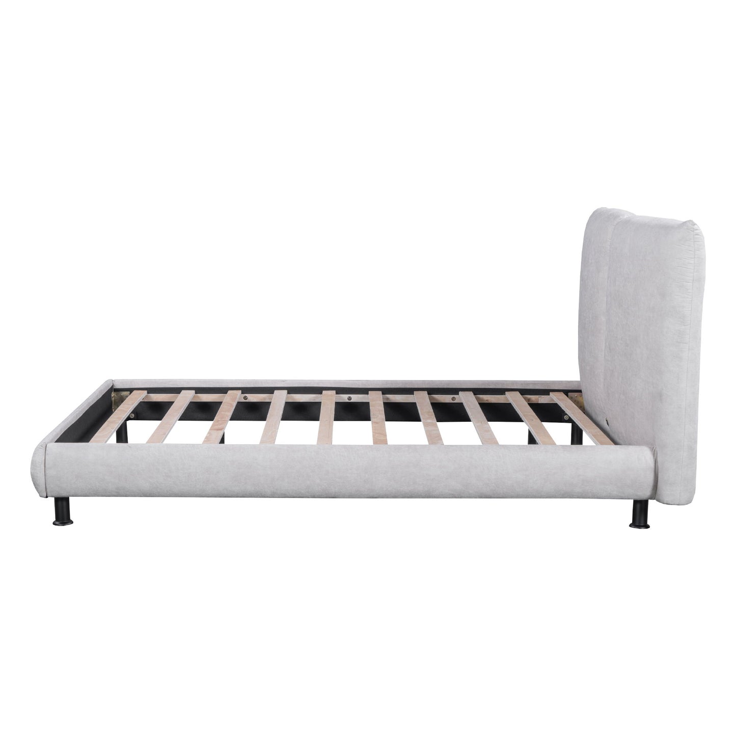 Upholstered Platform Bed With 2 Large Headrests And Thick