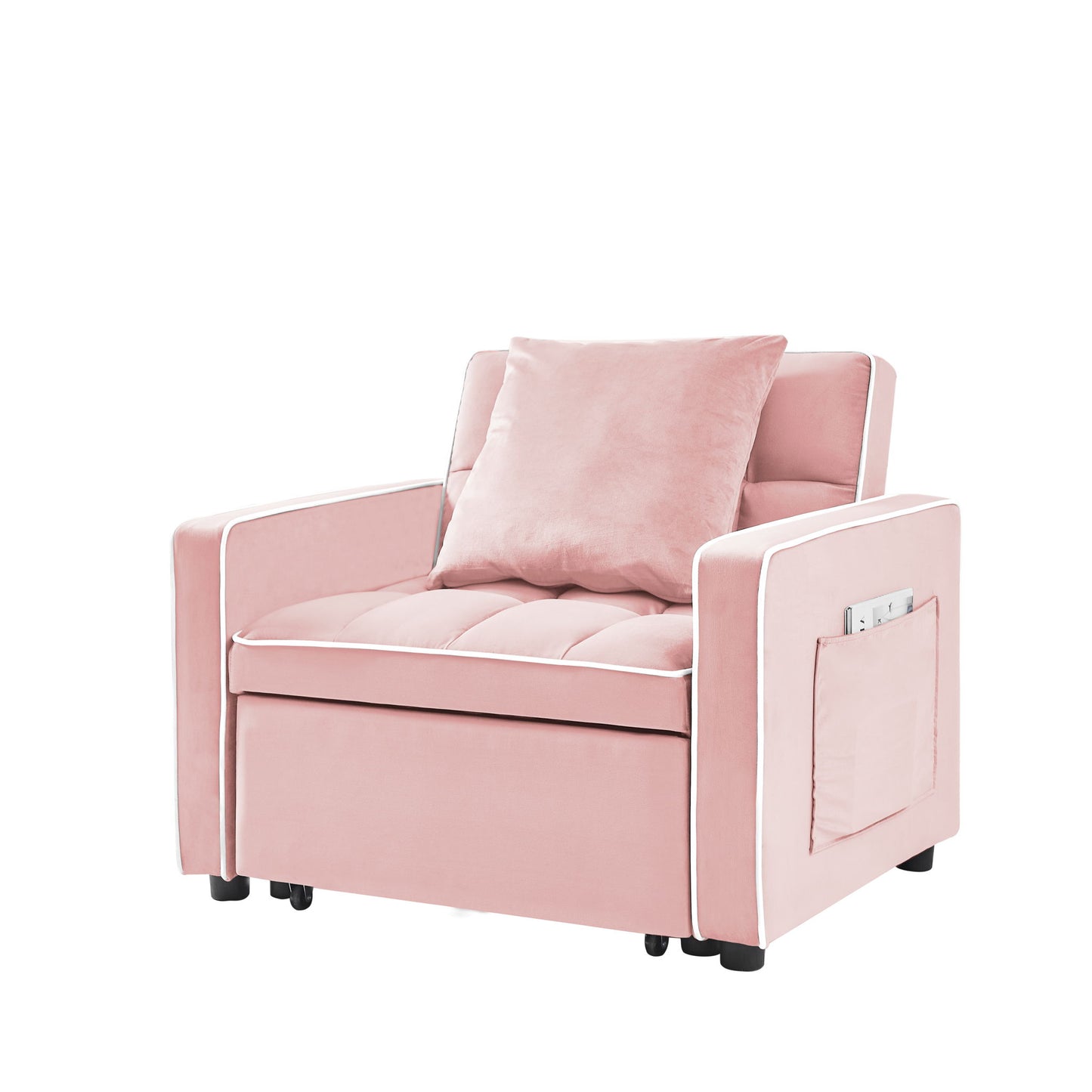 Modern Velvet 3 In 1 Sofa Bed Chair, Adjustable Recliner