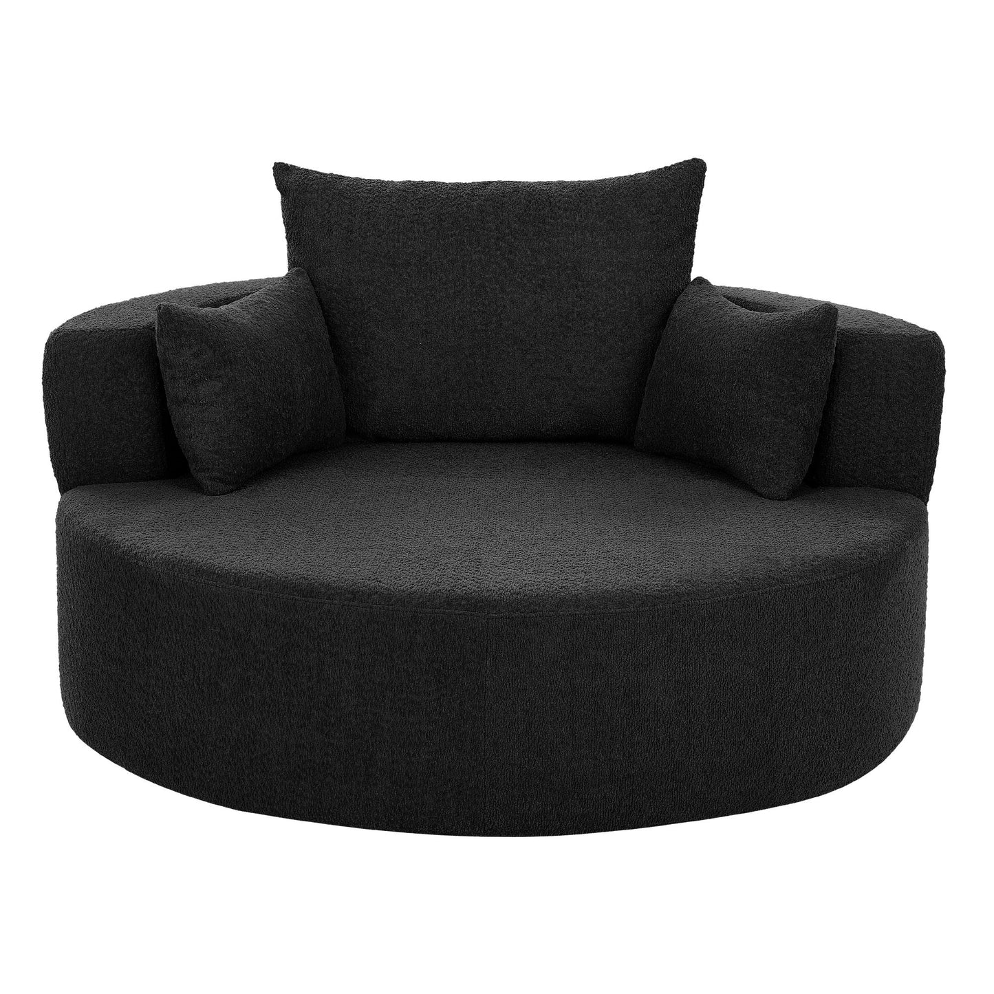 360 Degree Swivel Accent Barrel Chair With Removable Pillows - Black