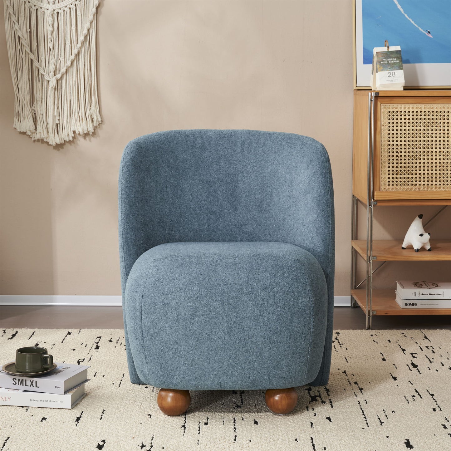 Modern Low Back Accent Upholstered Armless Living Room Chairs, Round Feet