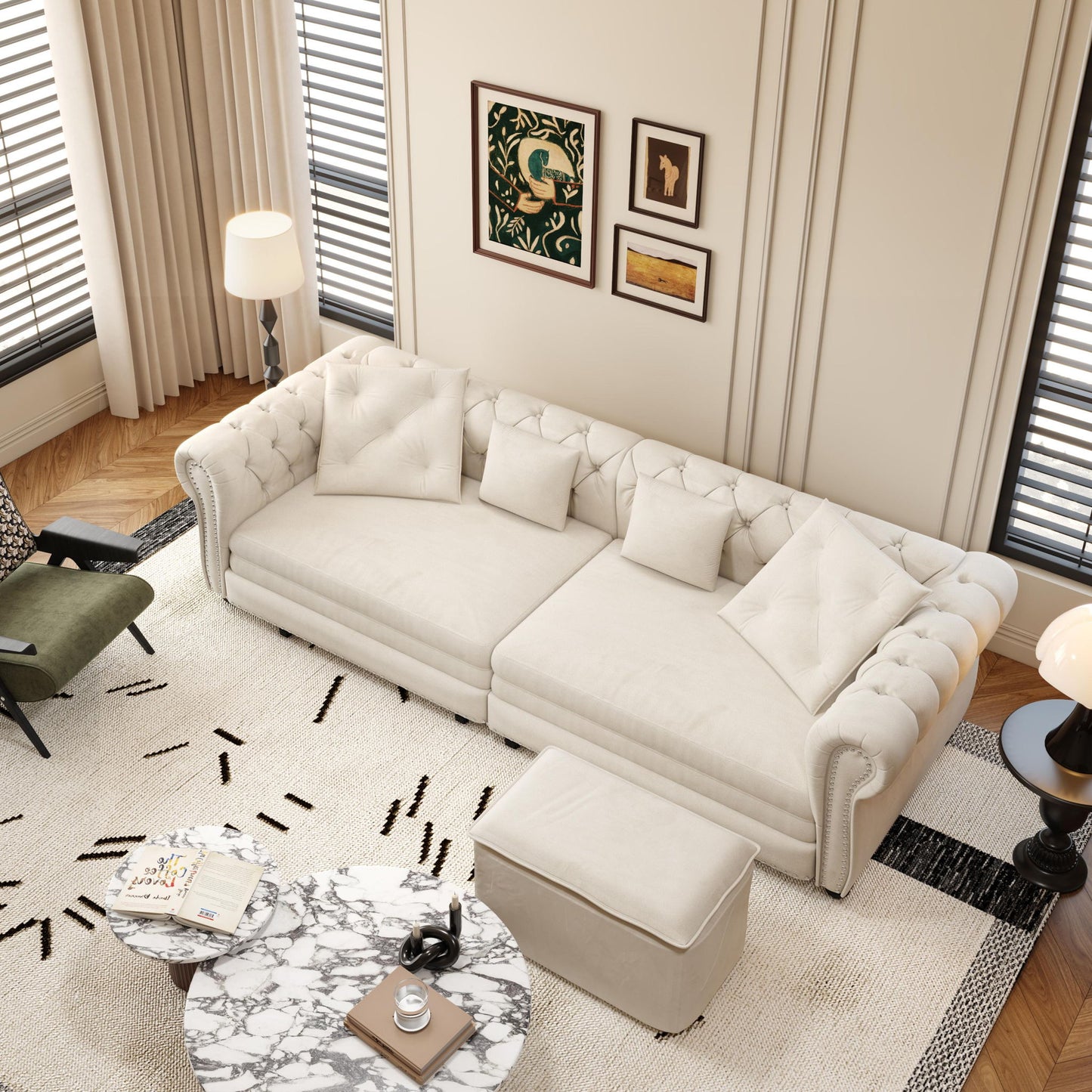 3 In 1 Pull Out Sofa Bed With Movable Ottoman