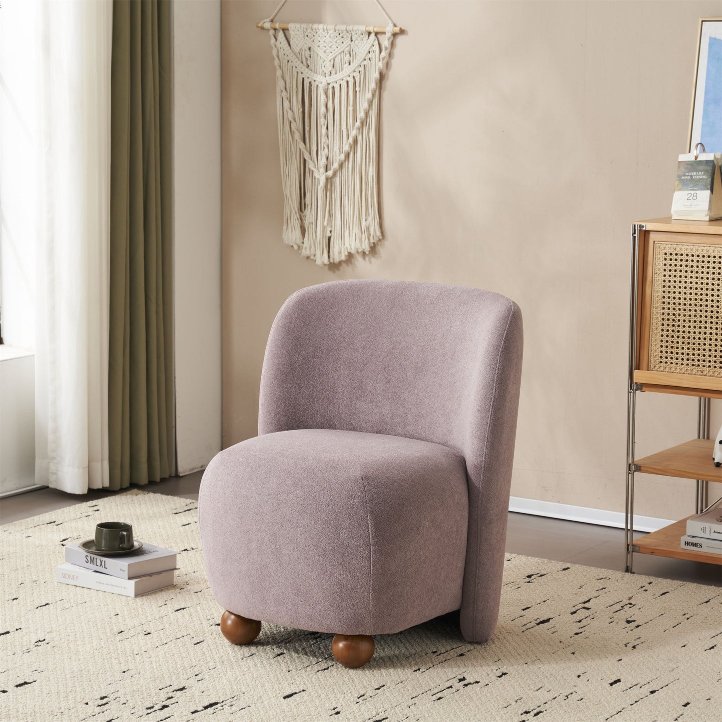 Modern Low Back Accent Upholstered Armless Living Room Chairs, Round Feet