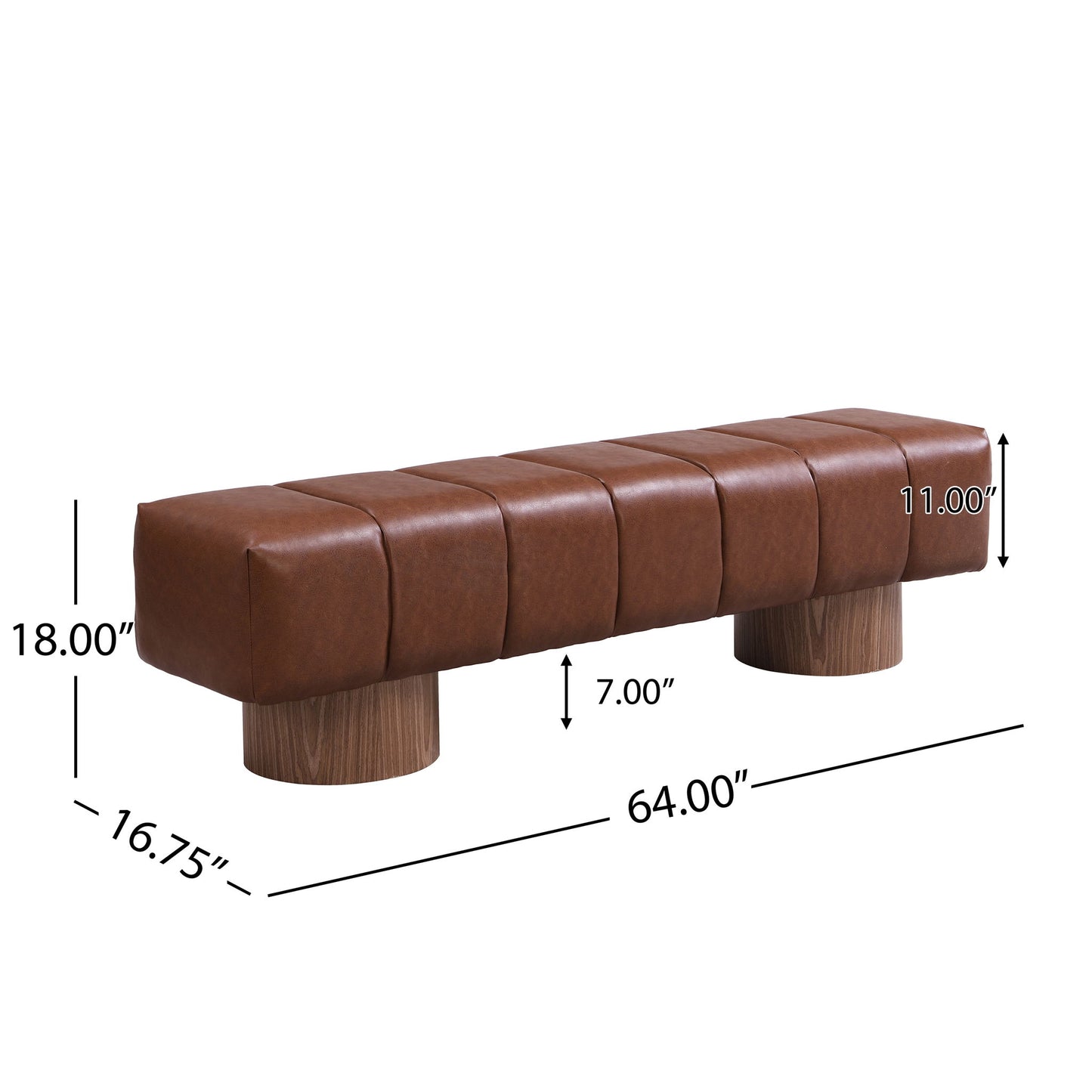 Upholstered Dining Bench For Dining Room, End Of Bed Entryway Bench Ottoman For Bedroom Living Room - Brown