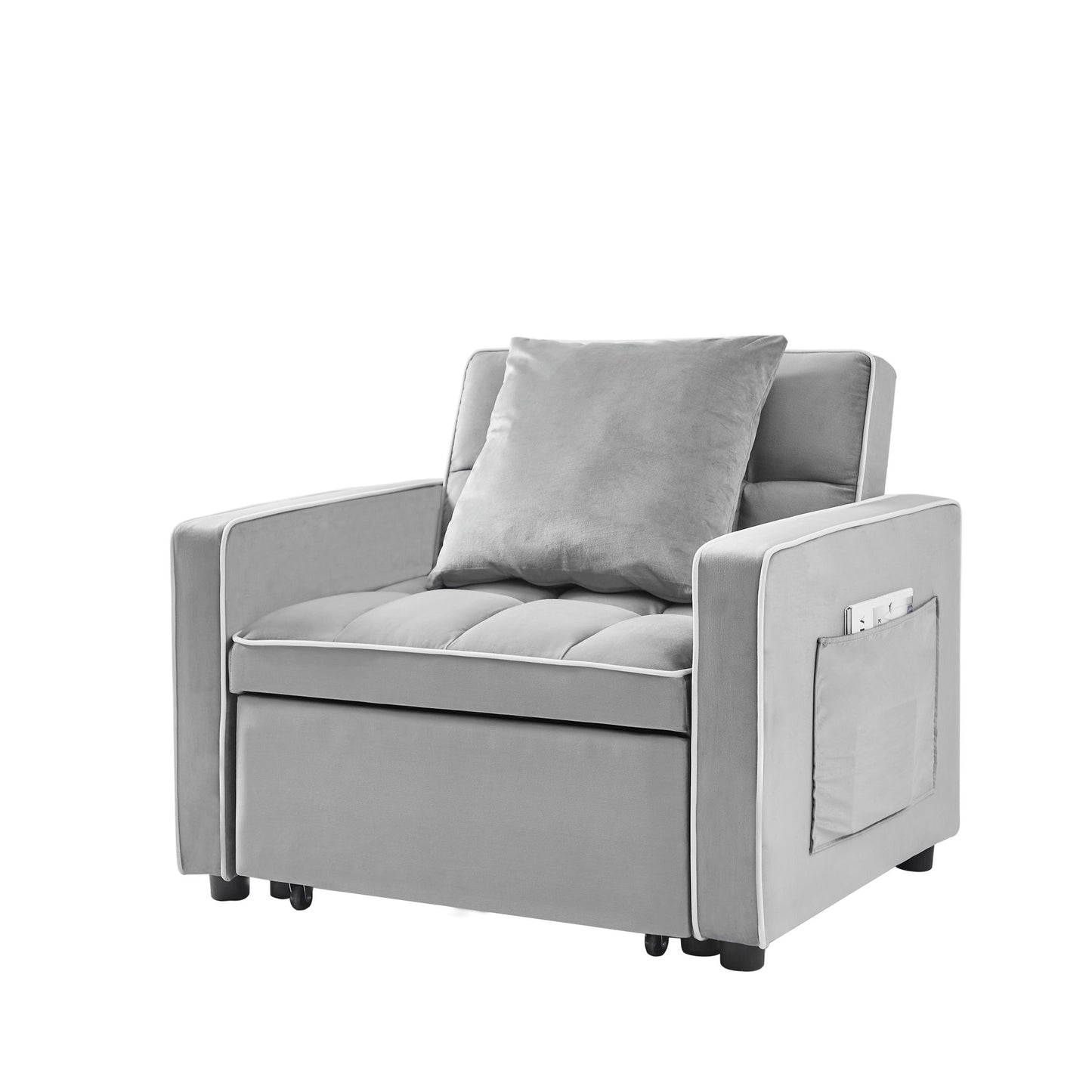 Modern Velvet 3 In 1 Sofa Bed Chair, Adjustable Recliner