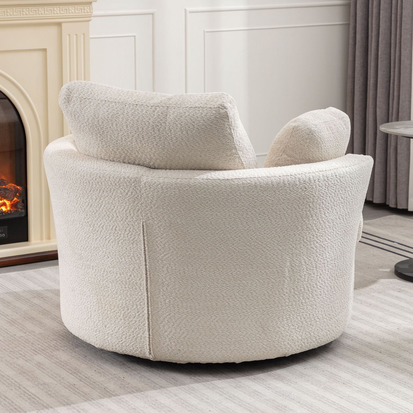 Oversize Round Swivel Chair Cozy Club 360 Degrees Swivel Sofa With 3 Pillows Chenille Fabric For Living Room
