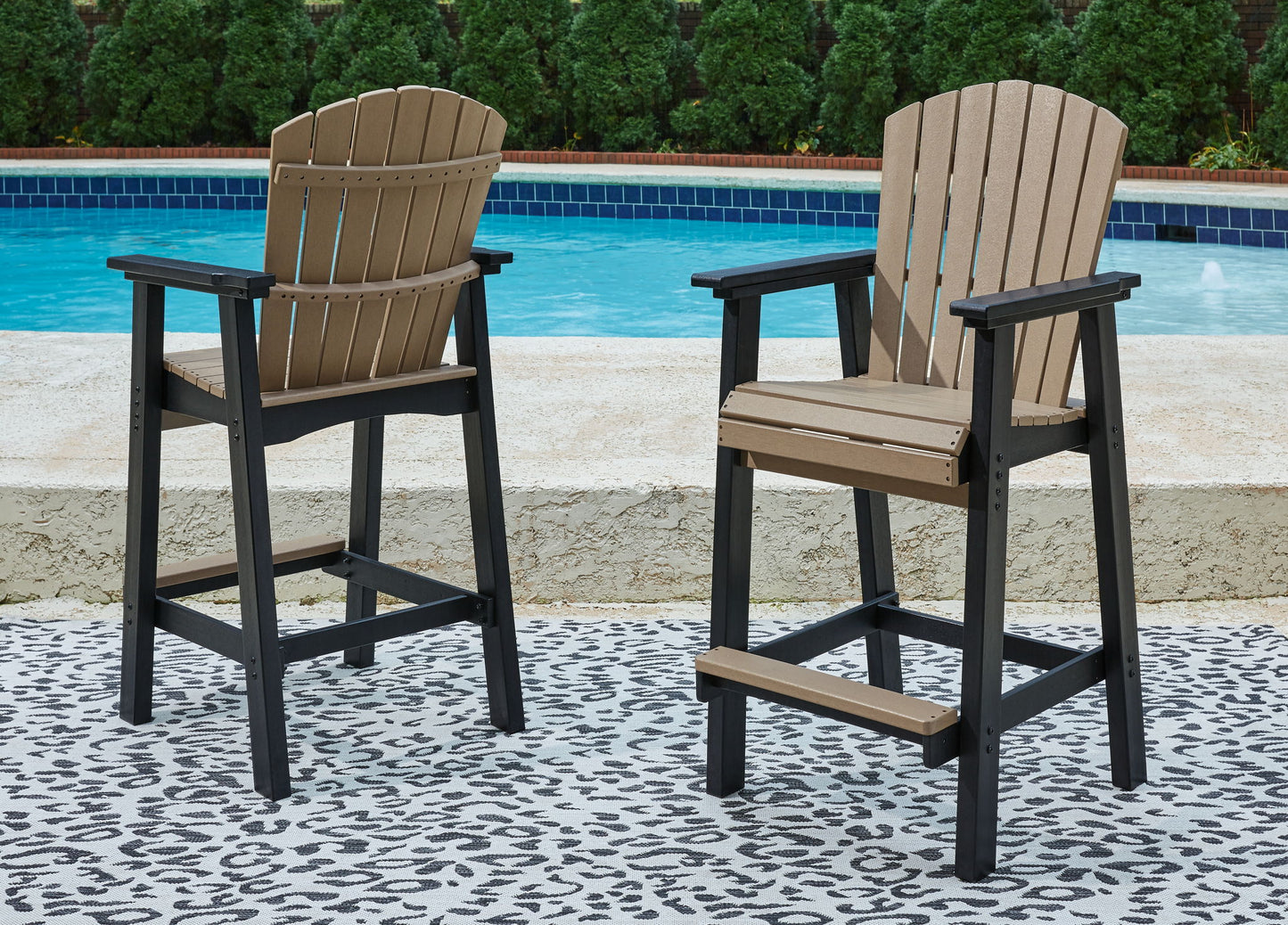 Fairen Trail - Black / Driftwood - Tall Barstool (Set of 2)