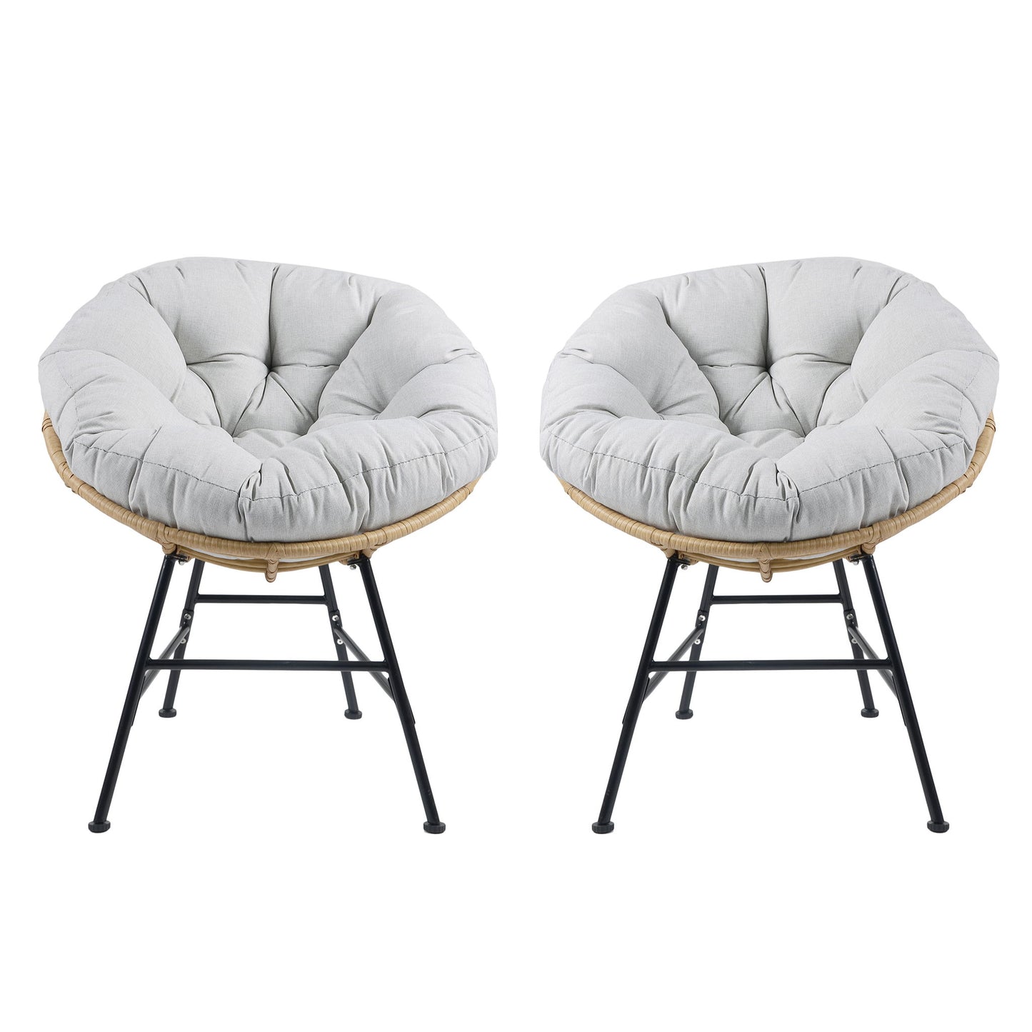 Palos - Outdoor Wicker Lounge Chair (Set of 2) - Brown / Light Gray