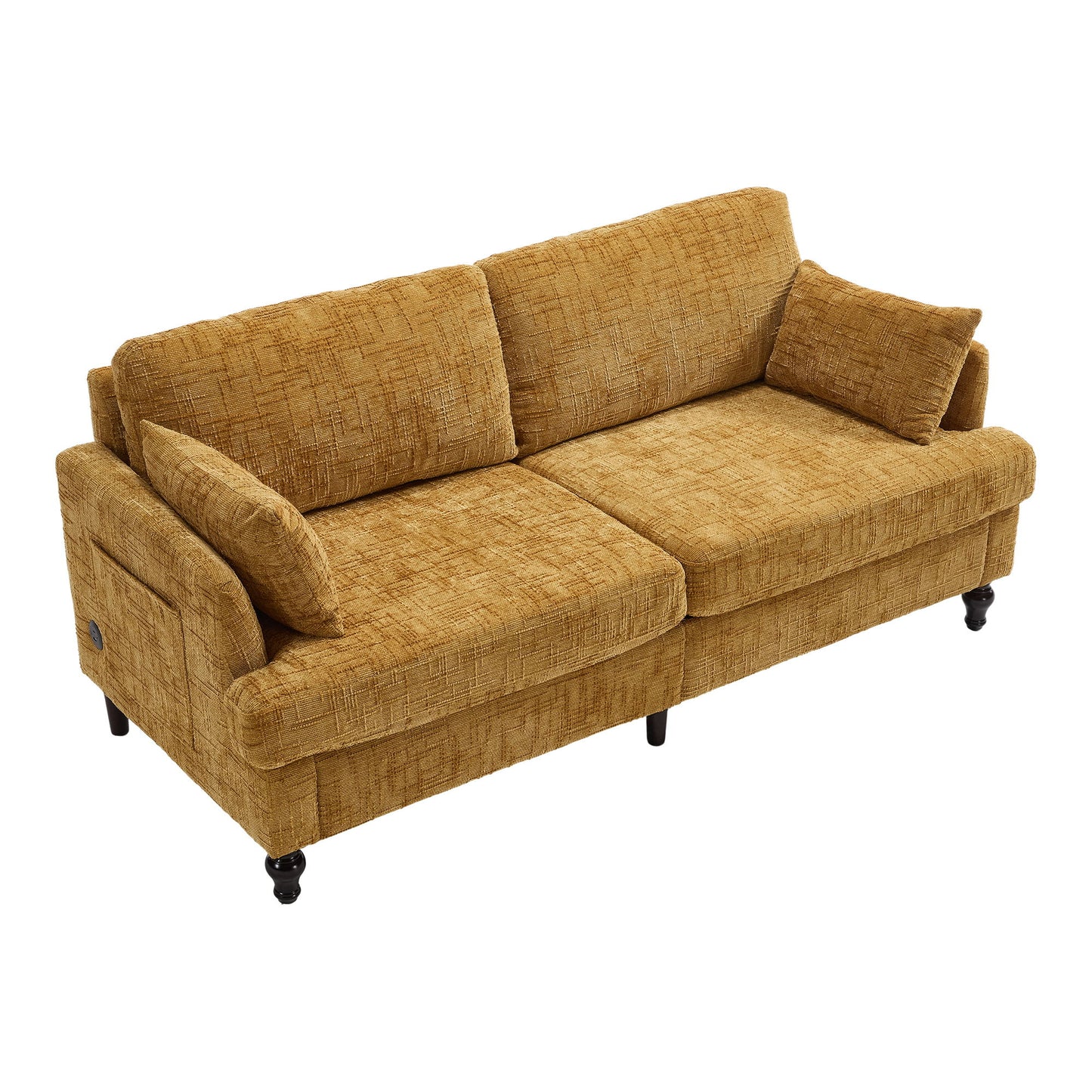 Chenille 2 Seater Sofa With LED Light, USB Charging Port, And Storage Bag