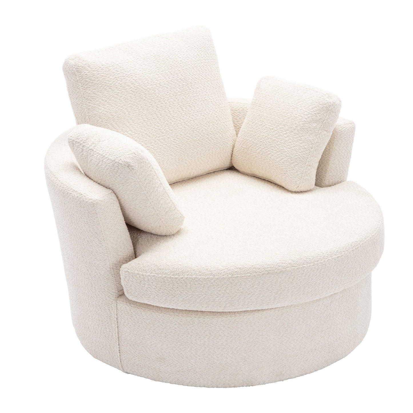 Oversize Round Swivel Chair Cozy Club 360 Degrees Swivel Sofa With 3 Pillows Chenille Fabric For Living Room