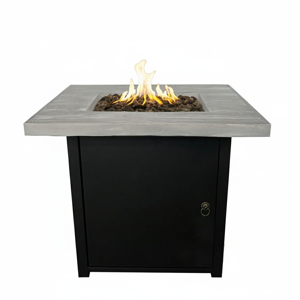 Reinforced - Propane Fire Pit Table - Black / Gray