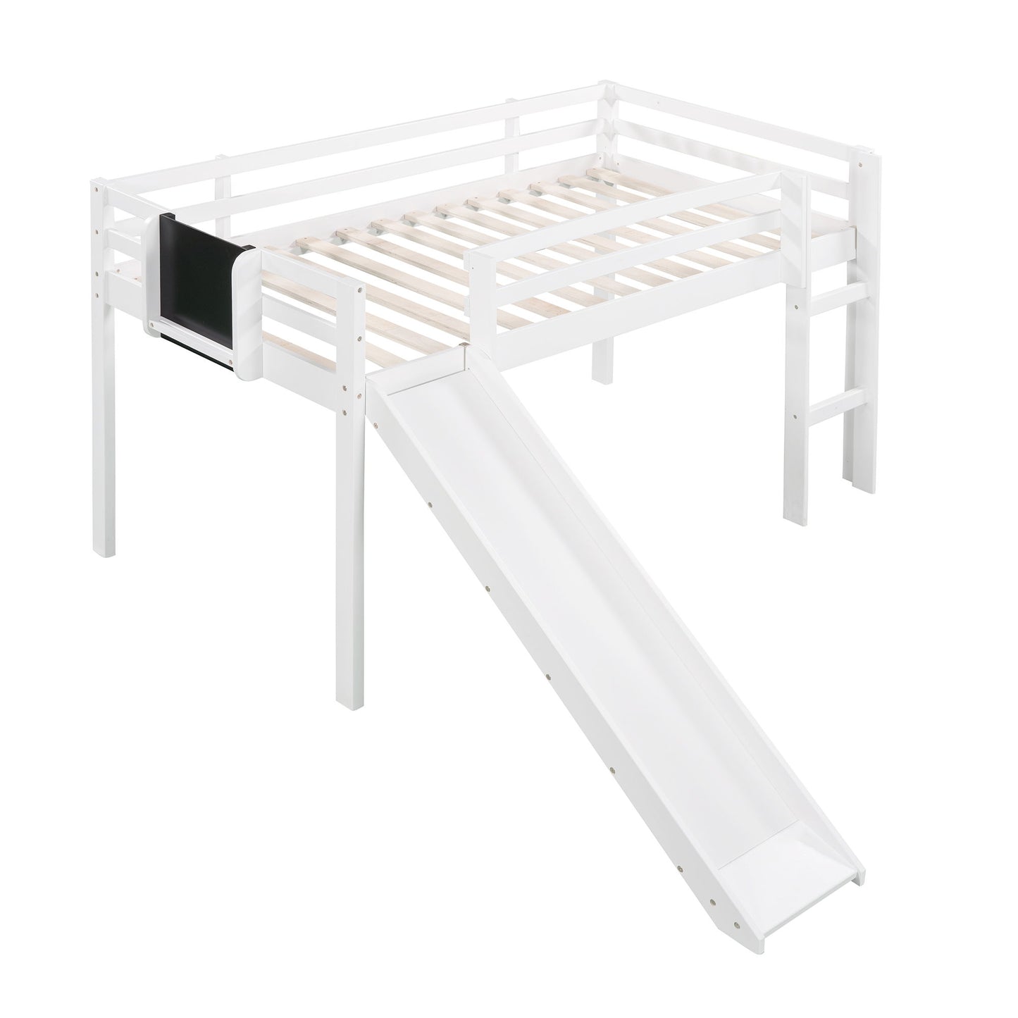 Loft Bed With Slide, Stair And Chalkboard