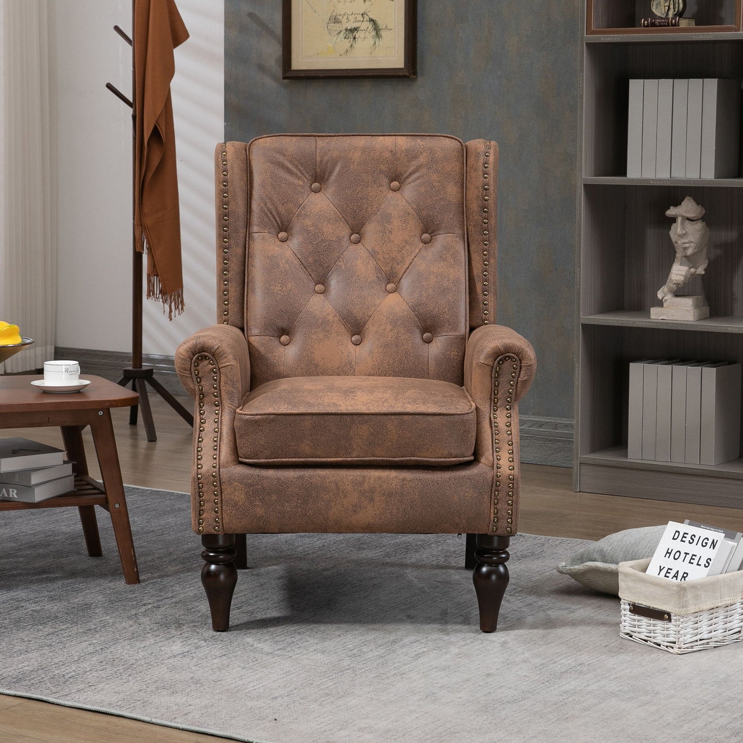 Modern Accent Armchair With Sturdy Wood Legs