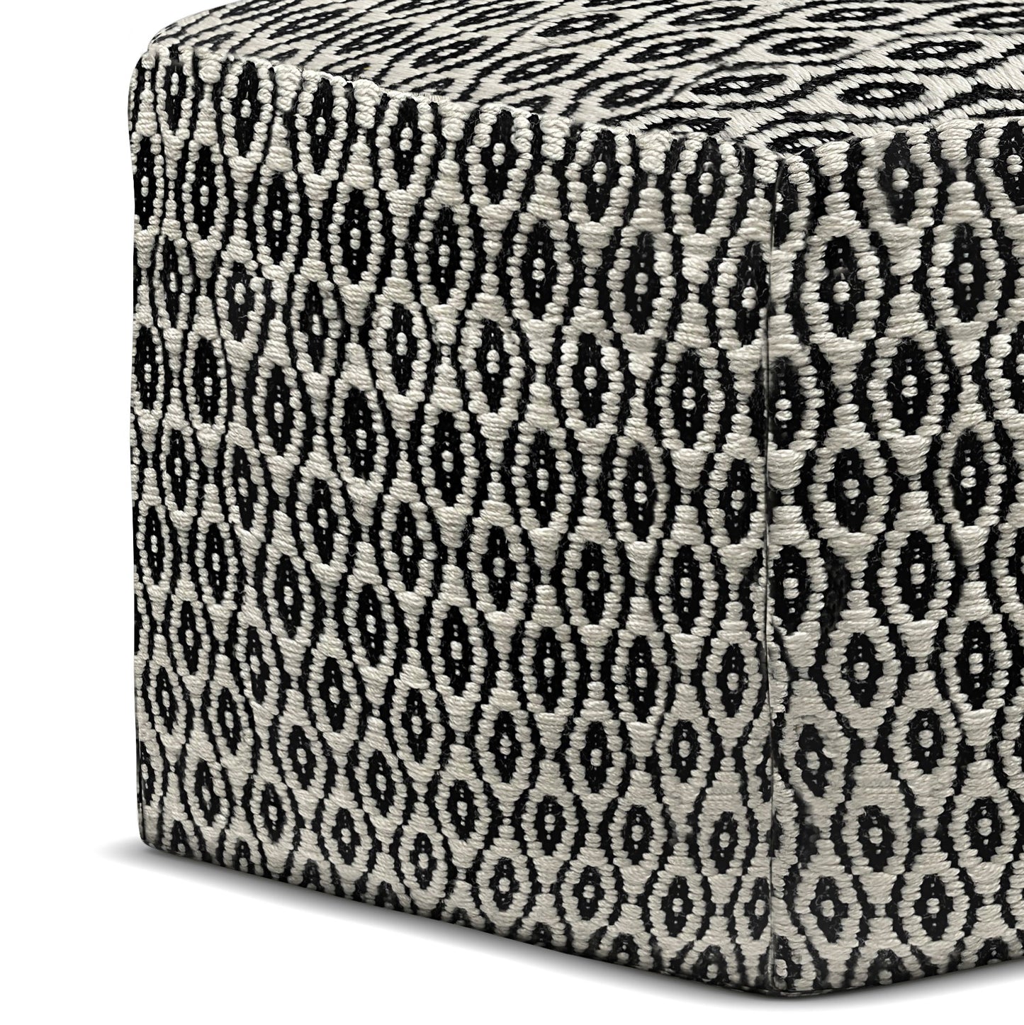 Kiana - Square Outdoor / Indoor Pouf - Black / White