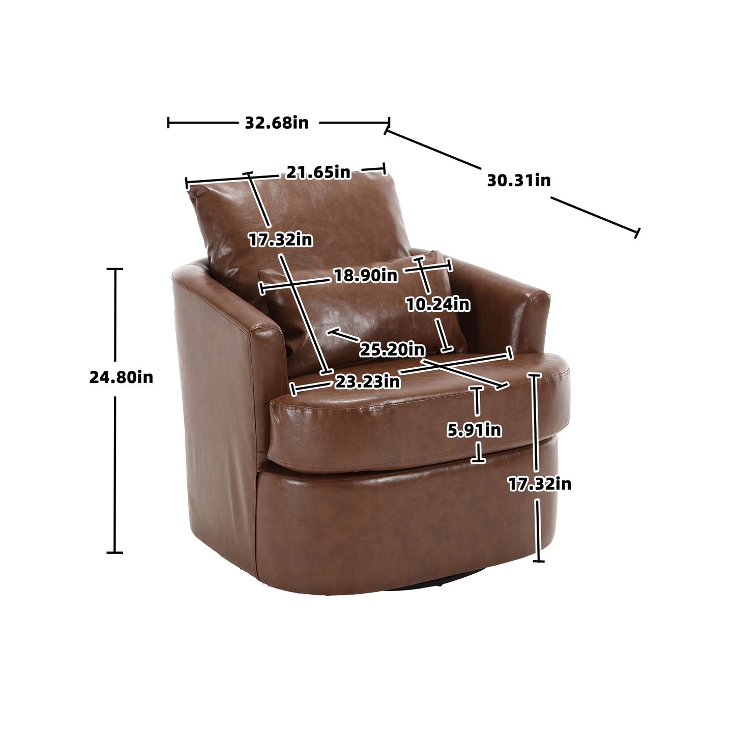 Modern Barrel Comfy Round Accent Sofa Chair, 360 Degree Swivel