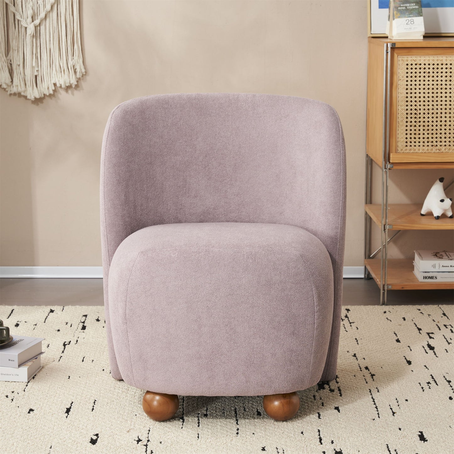 Modern Low Back Accent Upholstered Armless Living Room Chairs, Round Feet