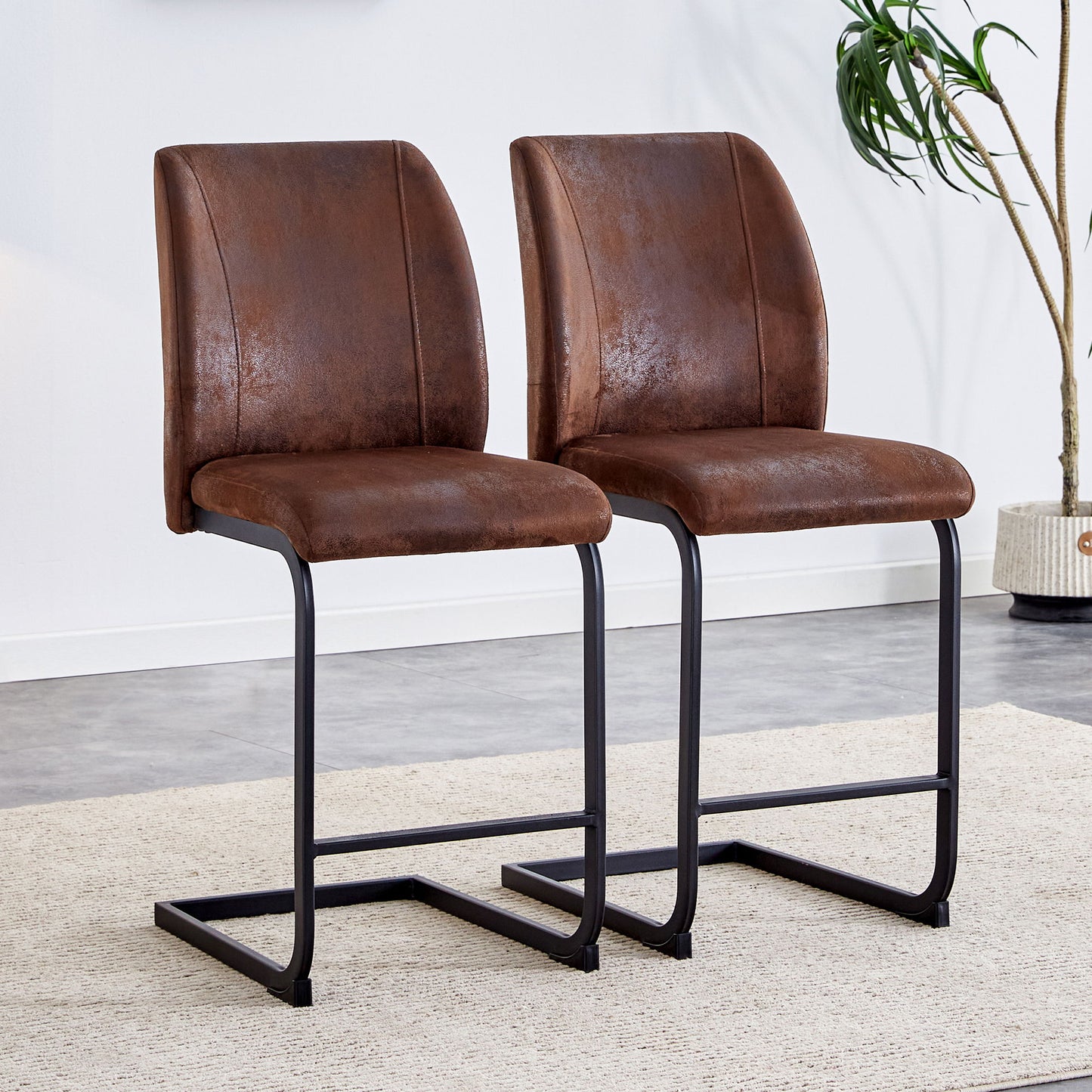 Modern Chairs With Cushions And Metal Legs (Set of 2)