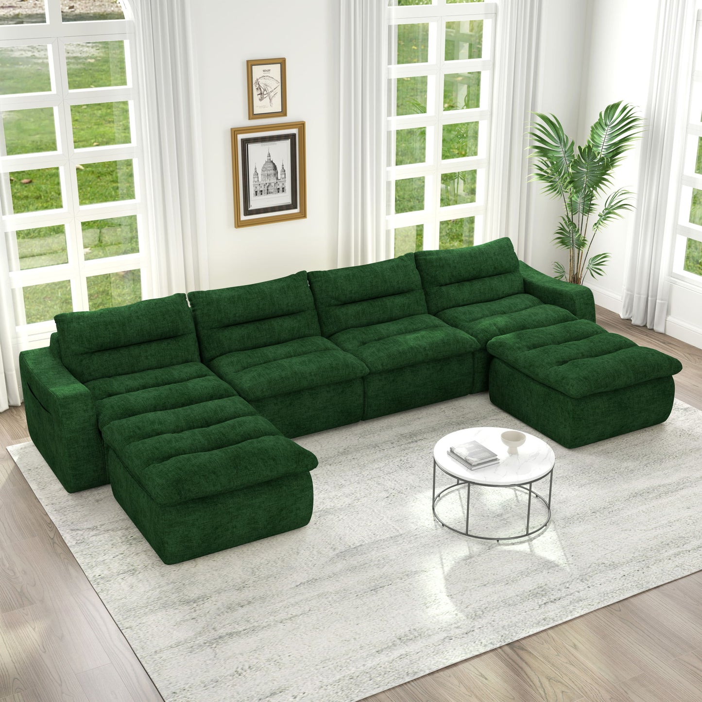 Modern L Shaped Modular Beanbag Sofa, Comfortable Lazy Style, Compression Sponge And Cloth