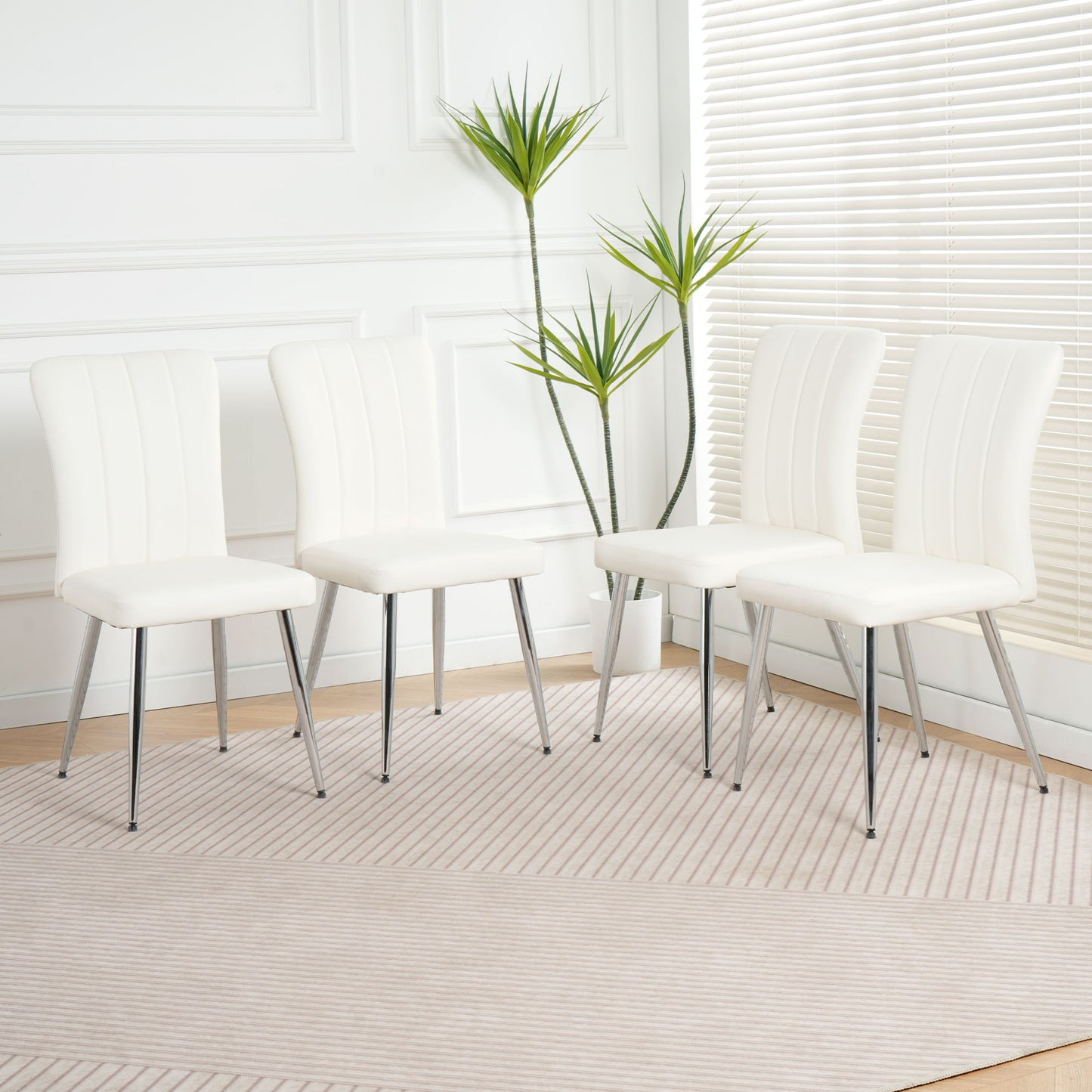 Modern Dining Chair With Electroplated Metal Legs (Set of 4)