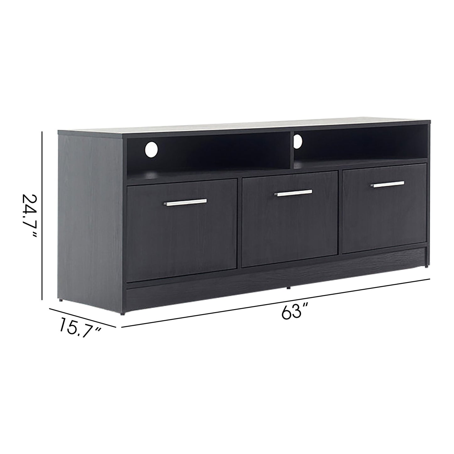 Holland - Contemporary TV Stand With 3 Soft Closing Doors - Dark Gray