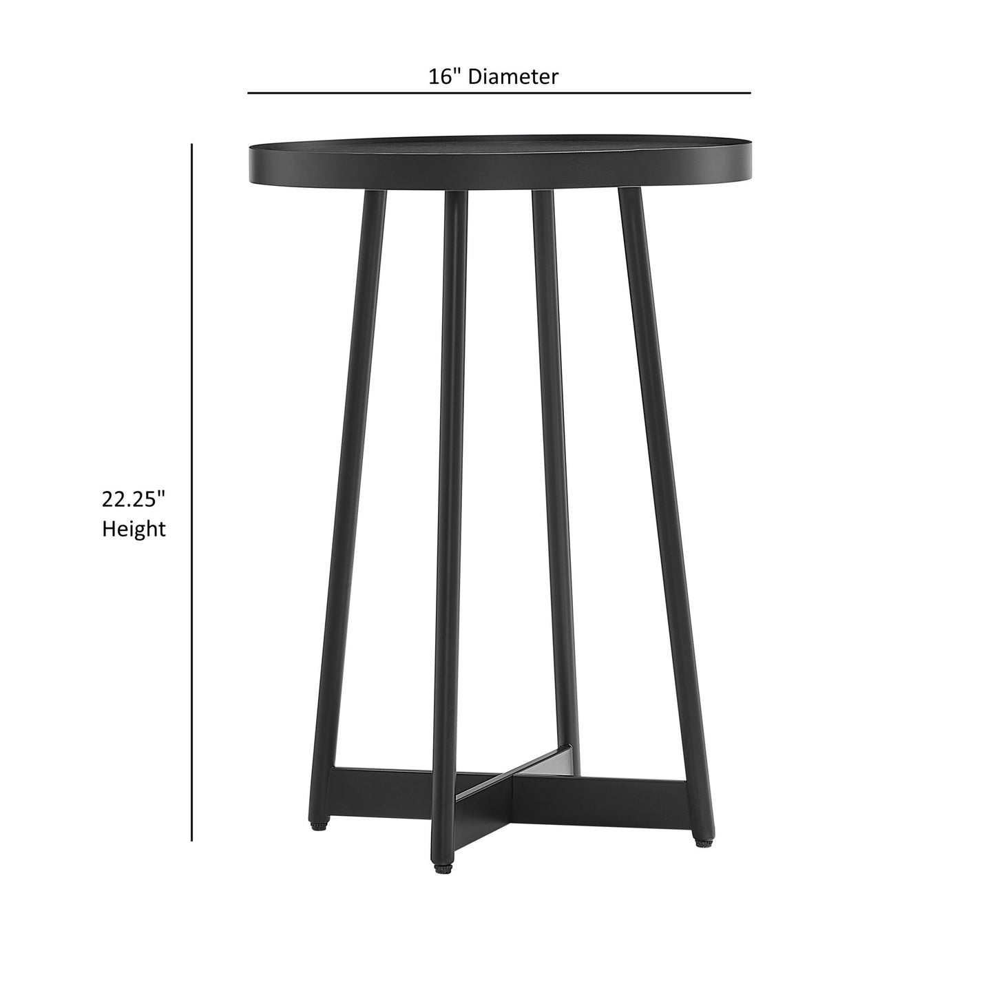 Ranlo - Round Accent Table With Geometric Legs - Black