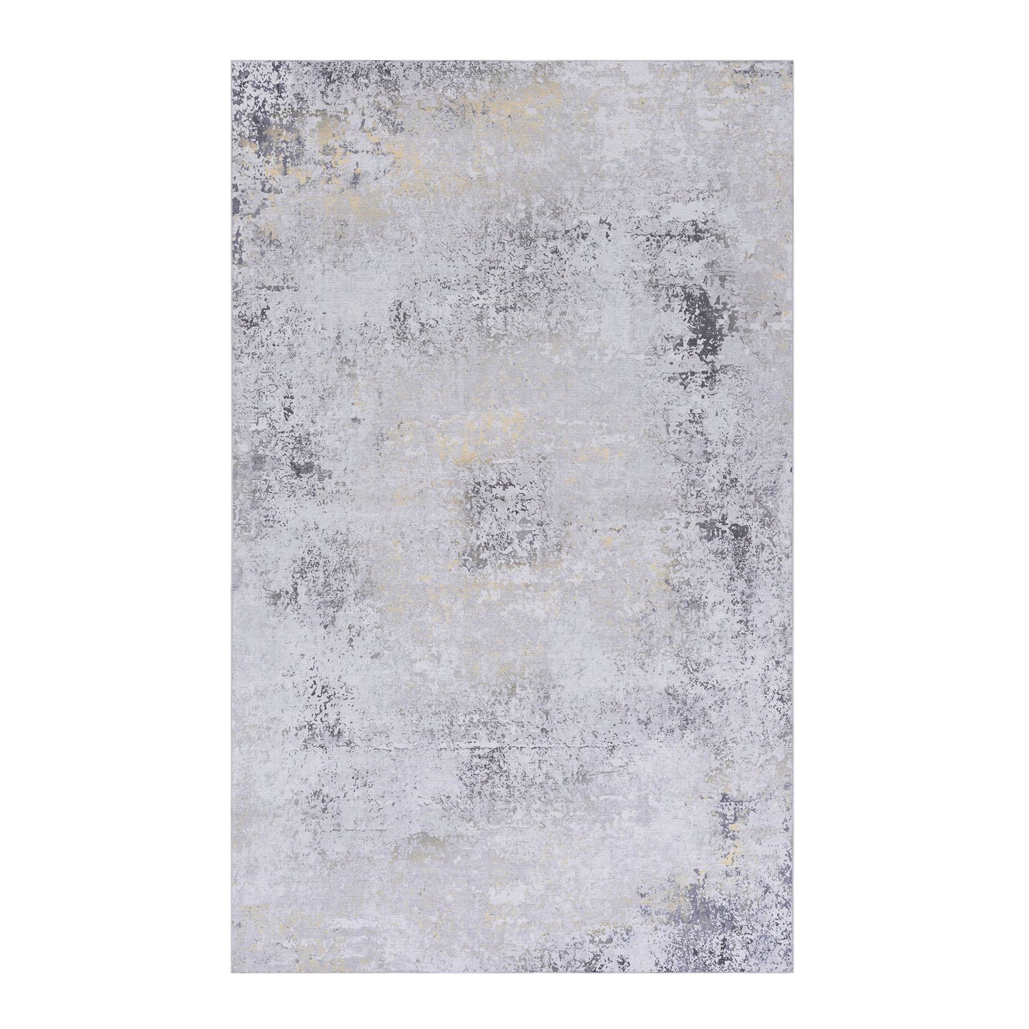 Maval - 6' X 9' Washable Area Rug - Gray / Gold