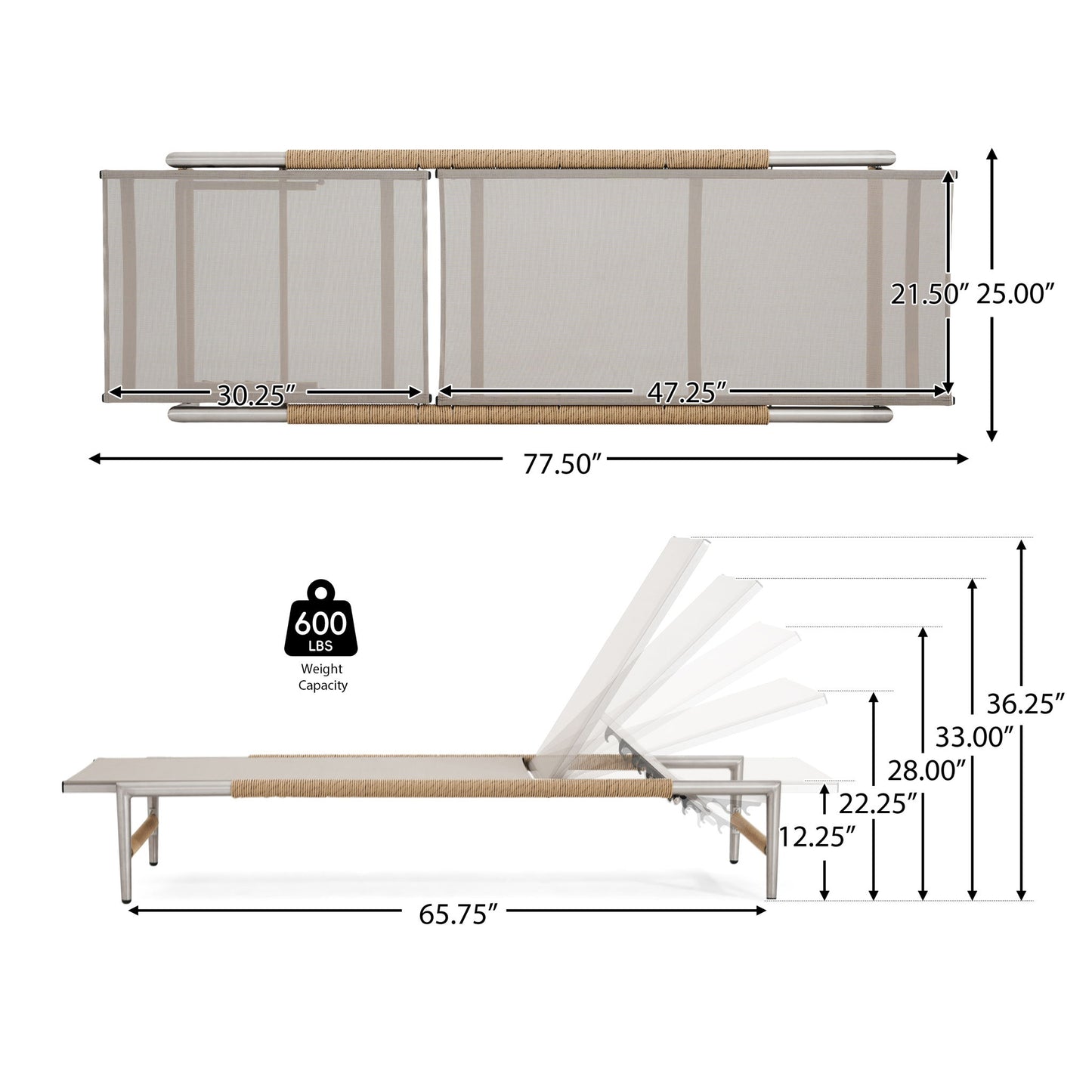 Hargrove - Outdoor Patio Aluminum Chaise Lounge (Set of 2) - Natural / Silver