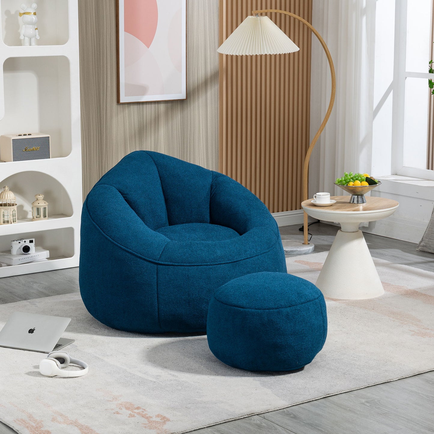 Bedding Bean Bag Sofa Chair High Pressure Foam With Footrest