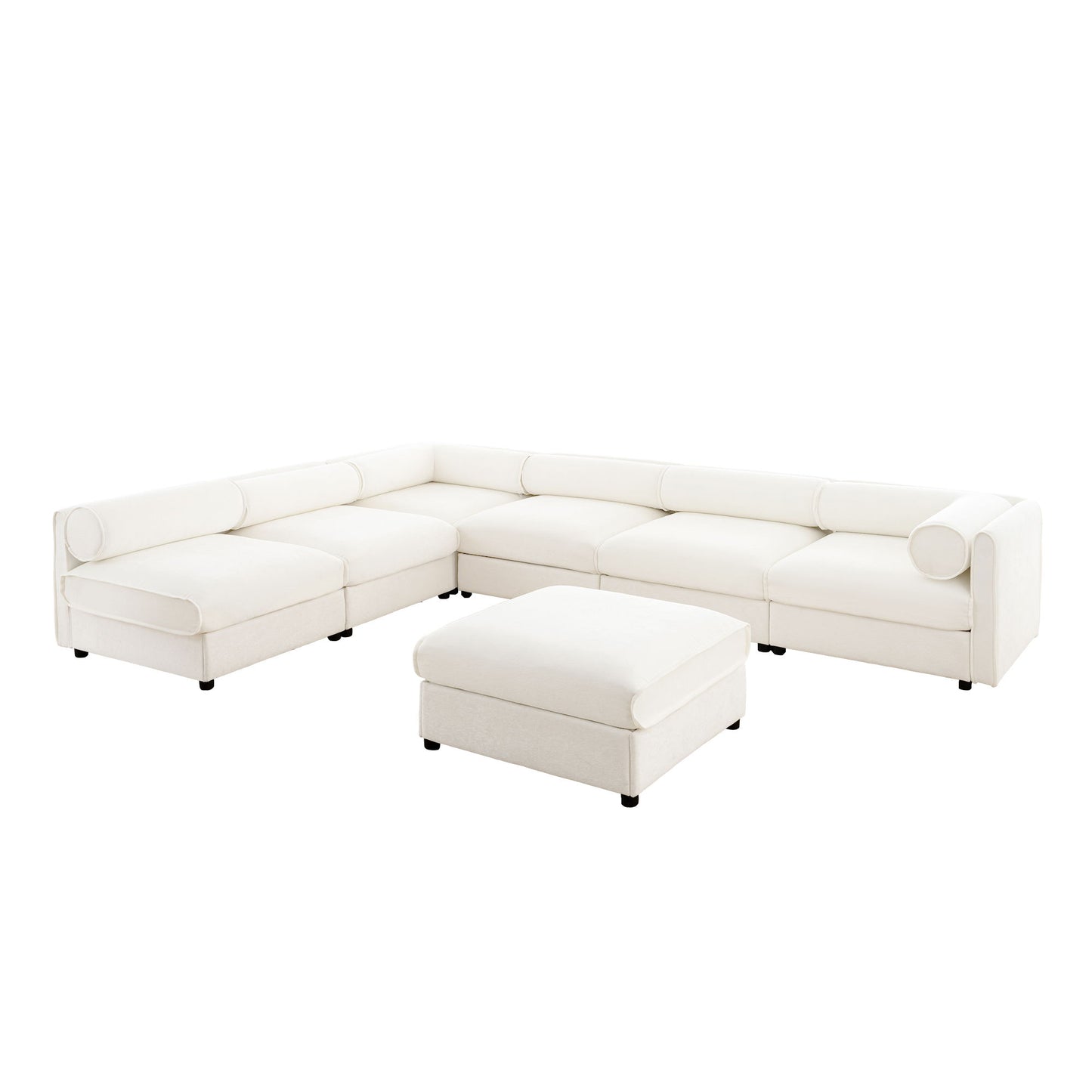 Modern Modular Sectional Sofa With Storag, Contemporary Cylindrical Design