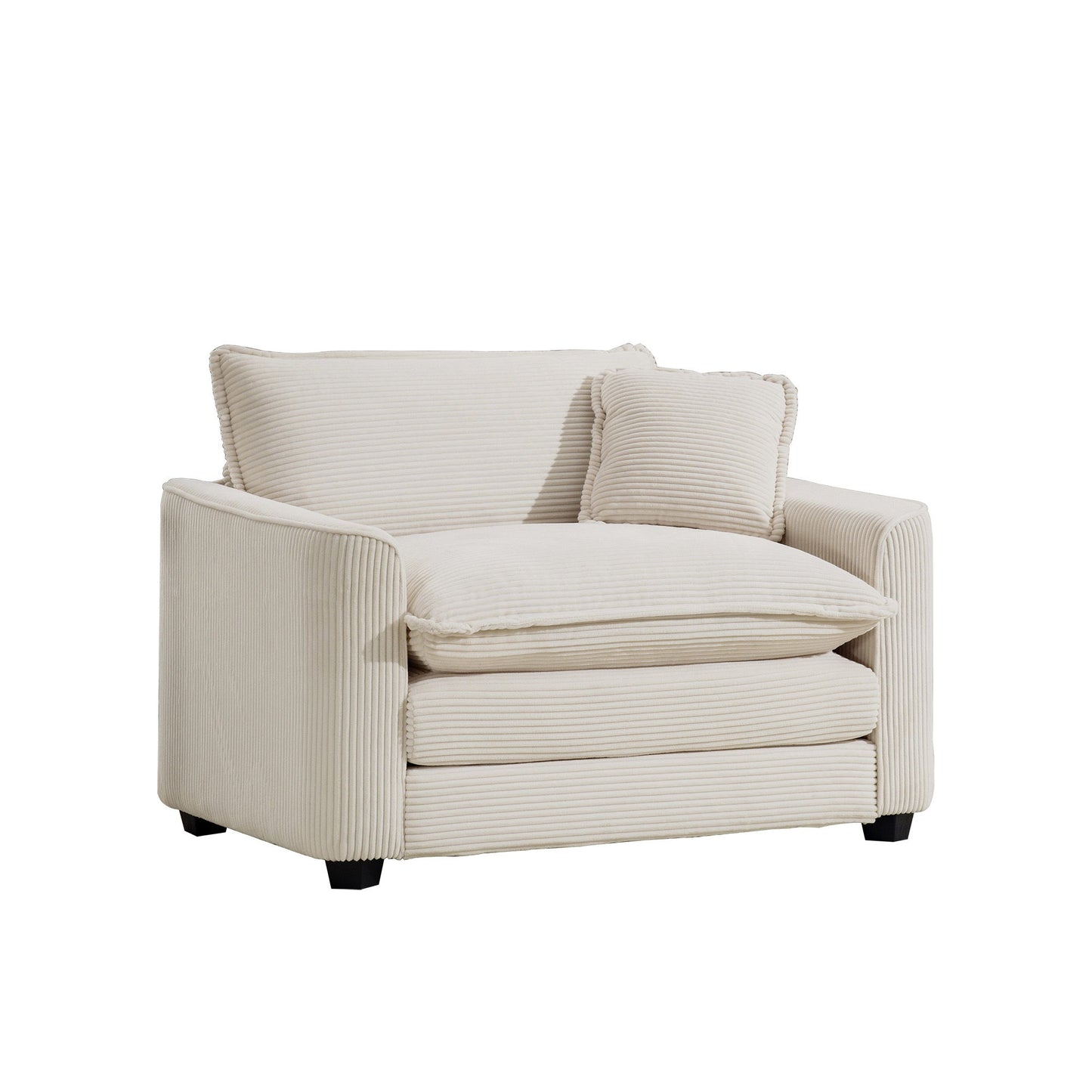 Modern Classic Corduroy Fabric Single Chair Deep Seat Sofa With Pillow