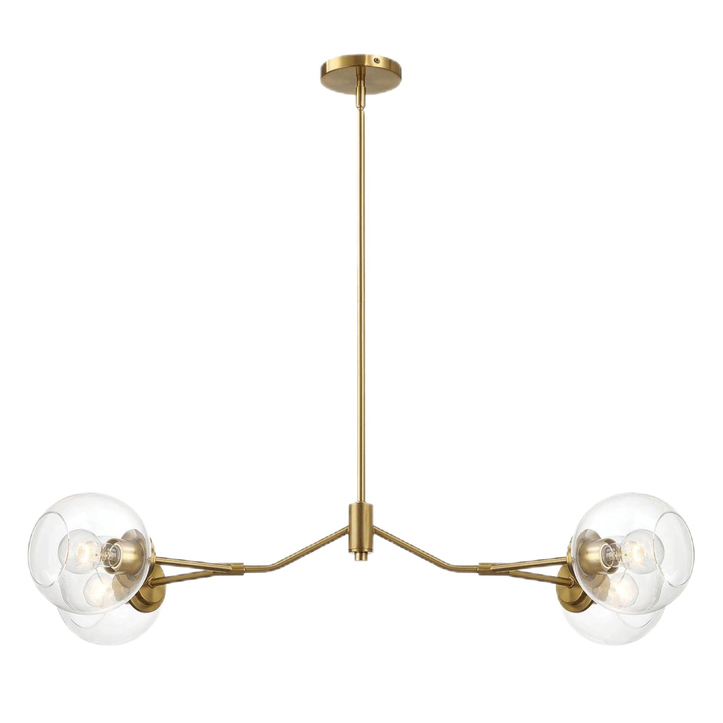 Jewel - 4 Lights Chandelier Ceiling Hanging Light Fixture - Clear / Gold