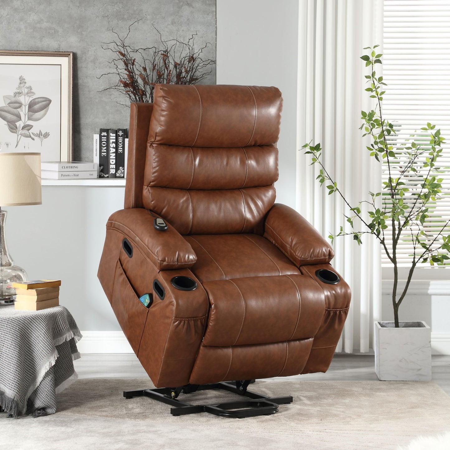 Cozy Electric Power Lift Recliner Chair Sofa For Elderly With Vibration Massage And Lumbar Heat