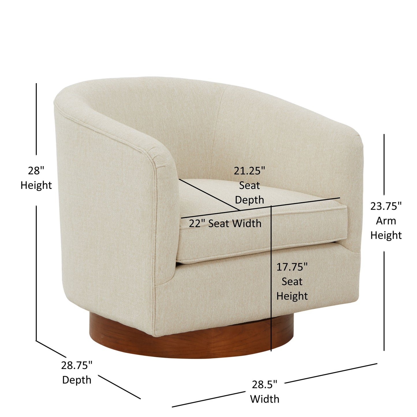 Miramar - Swivel Barrel Chair With Wooden Base