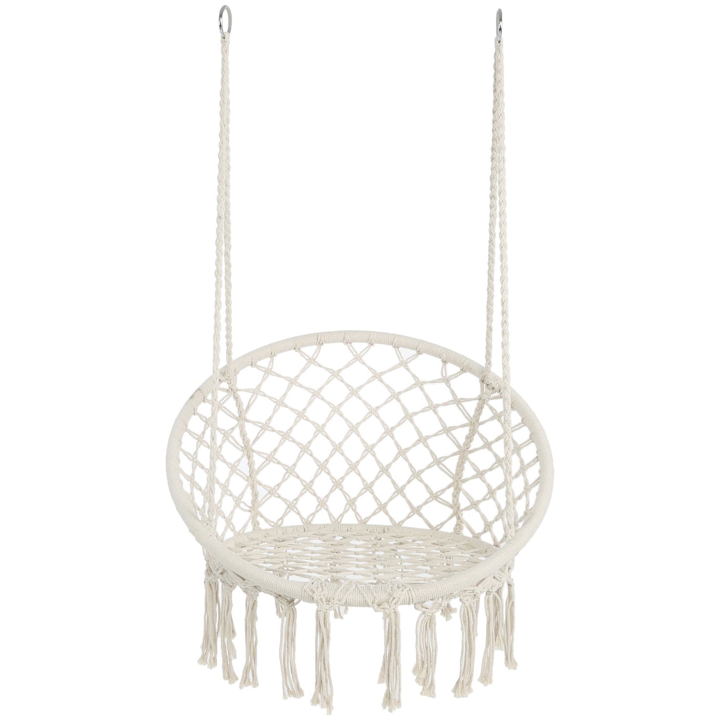 Macrame Hanging Hammock Chair, Cotton Rope Swing For Indoor And Outdoor Use