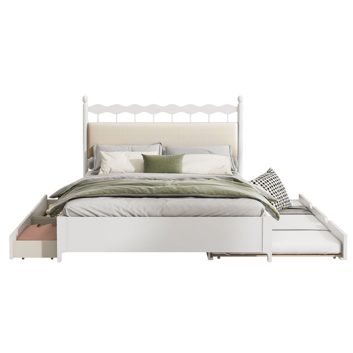 Storage Platform Bed With 2 Big Drawers & Trundle