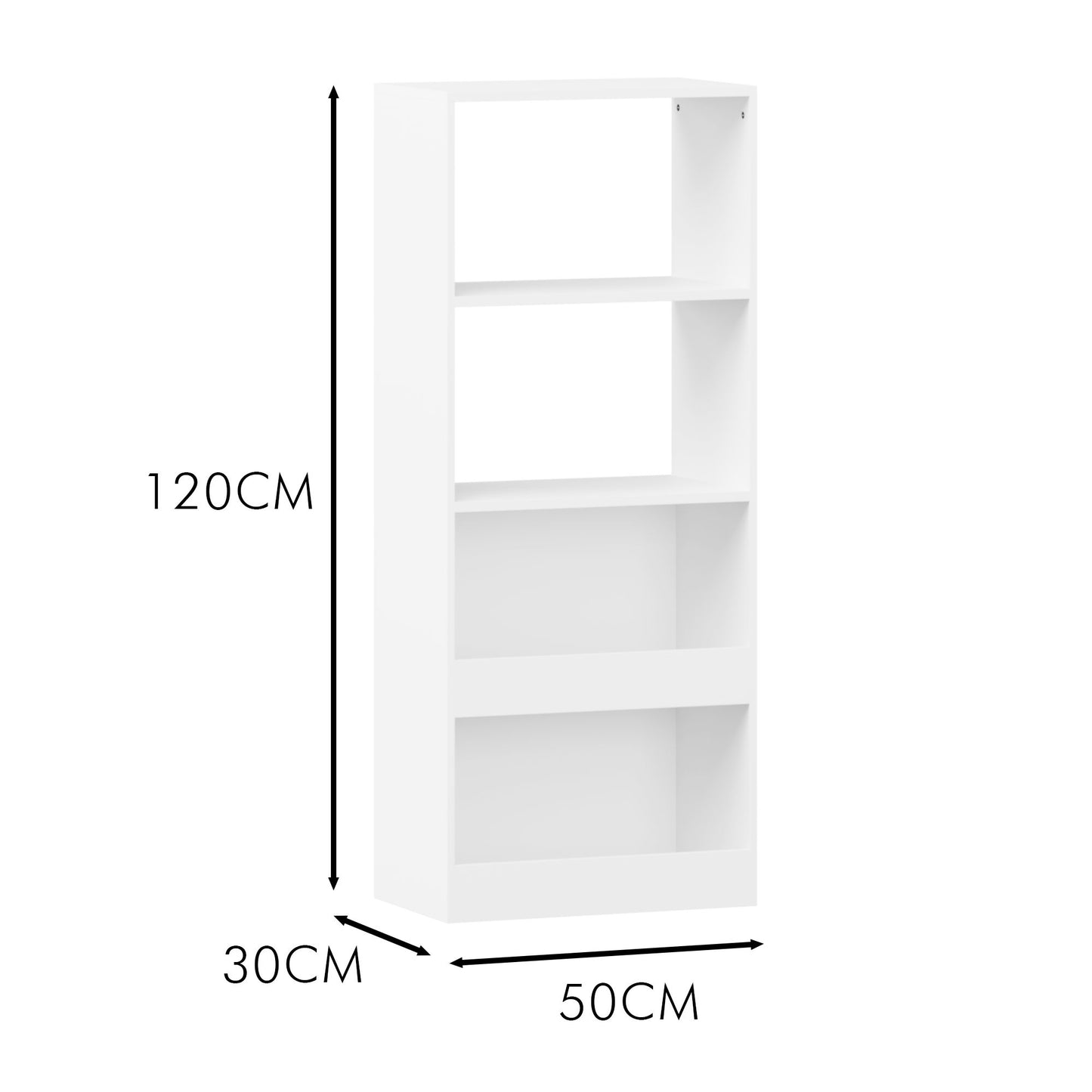 Bookshelf 4 Tier Wall Mounted Bookcase Organizer, Storage Cabinet For Bedroom - White