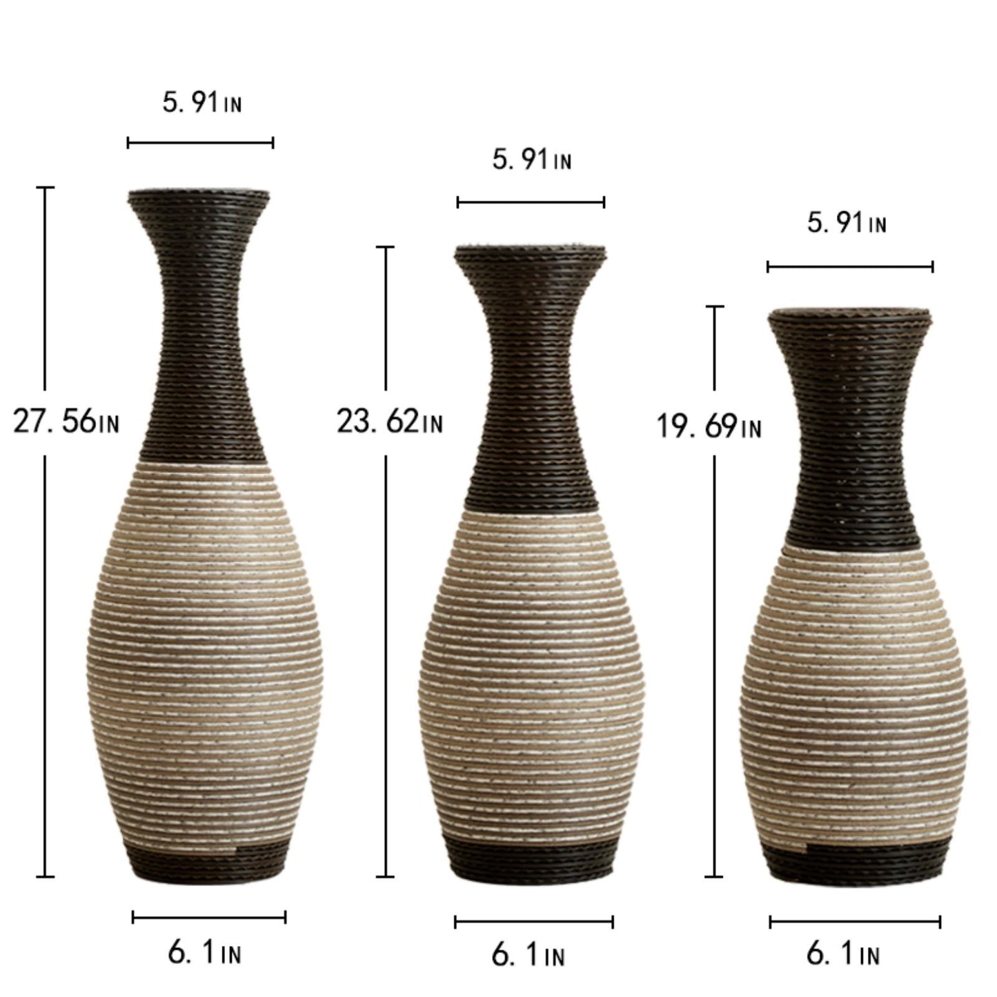 Designer Floor Vases, Large Vases For Home Decor Flooring (Set of 3)