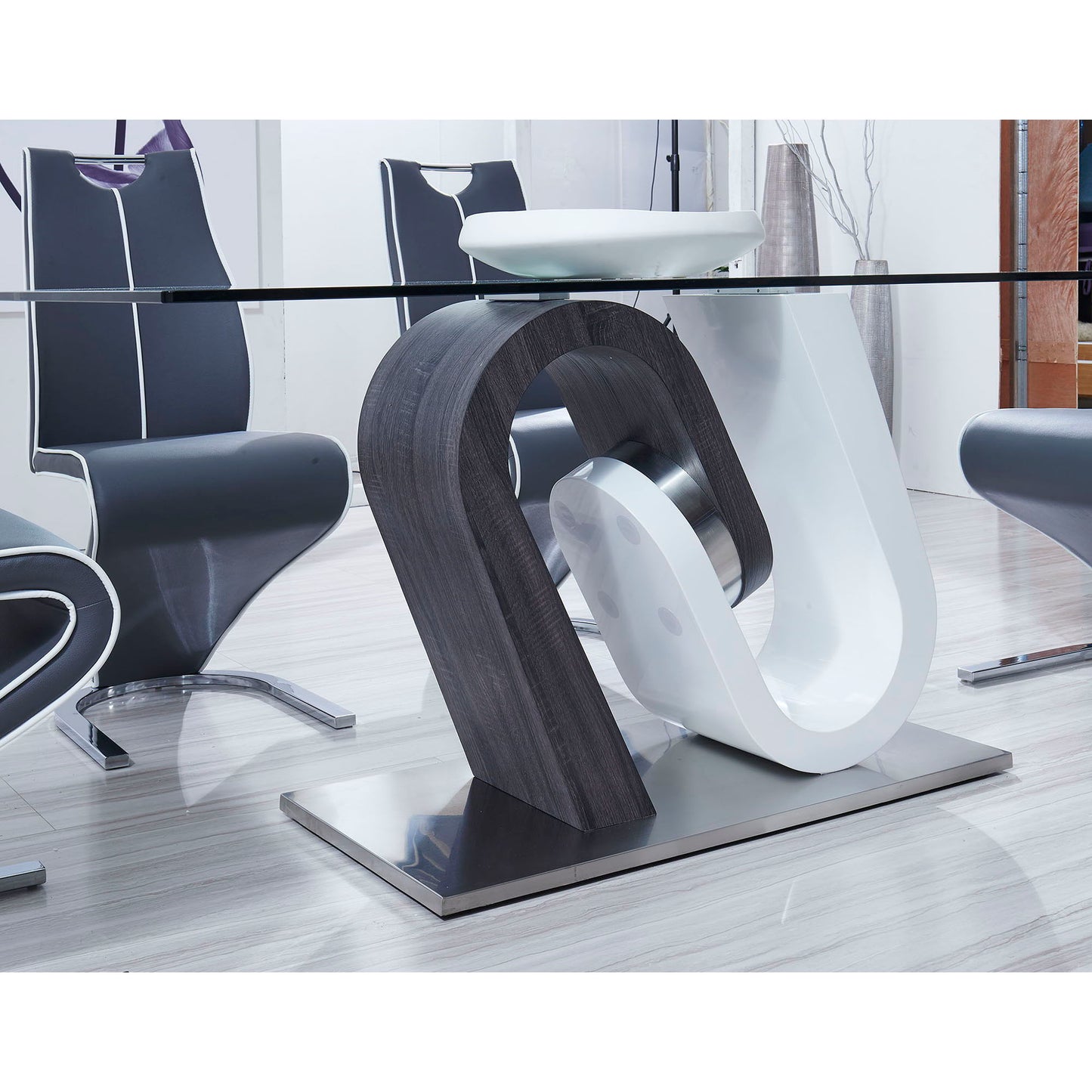 Anne - Dining Table - White / Gray