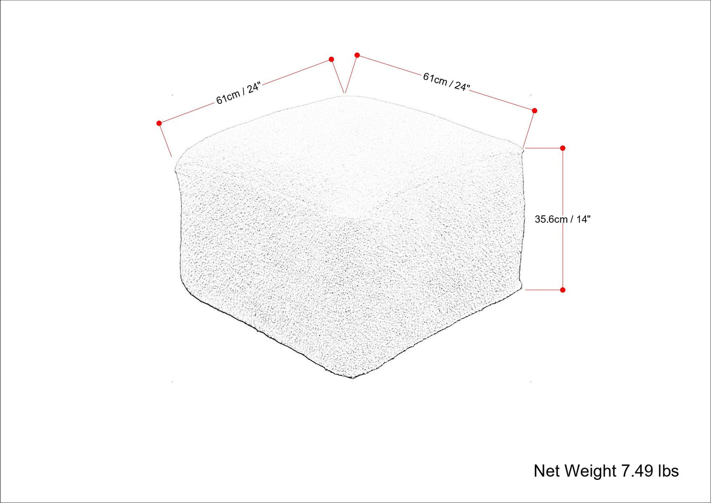 Chantal - Square Pouf - Ivory