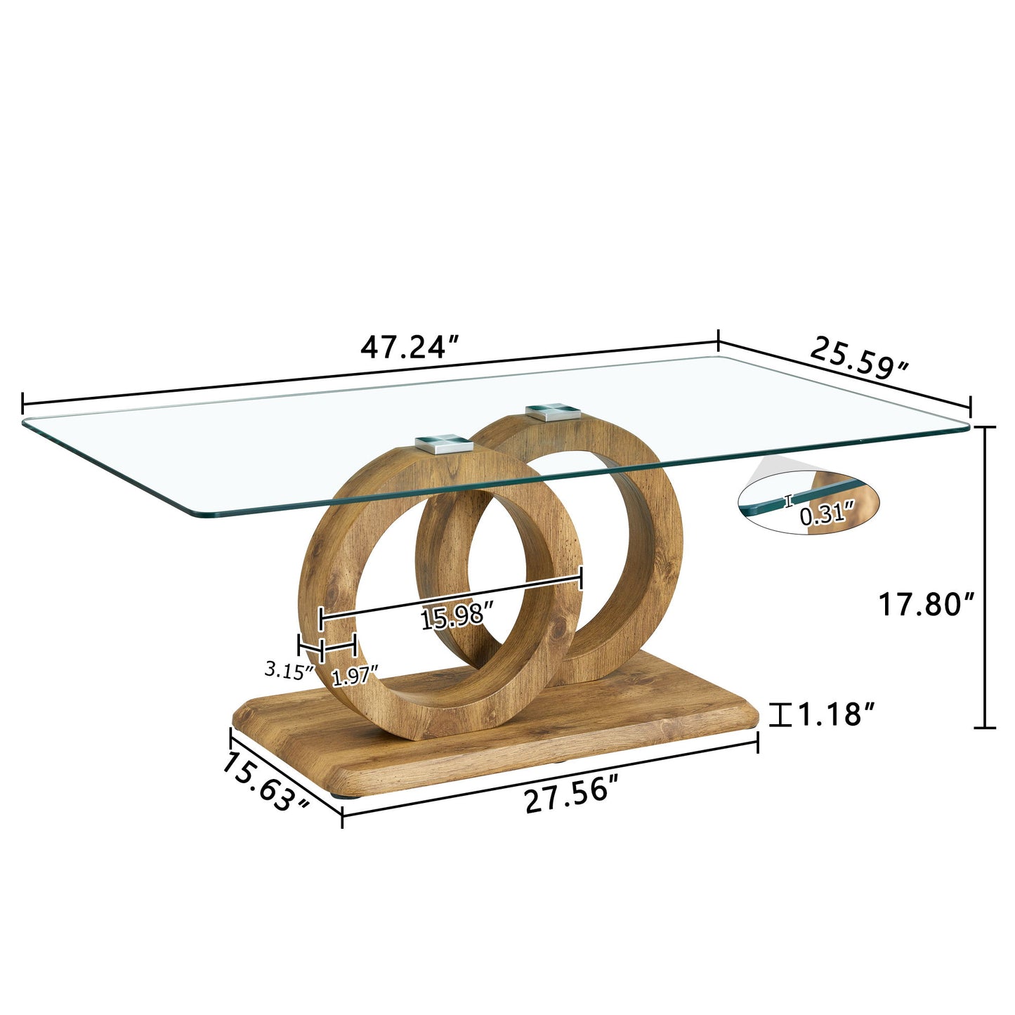 Contemporary Style Glass Top Coffee Table