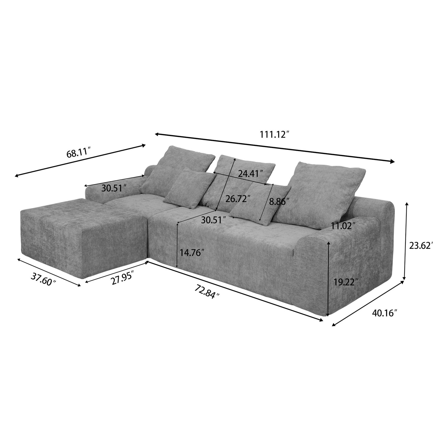 Modern L Shaped Sectional Sofa With Adjustable Configurations