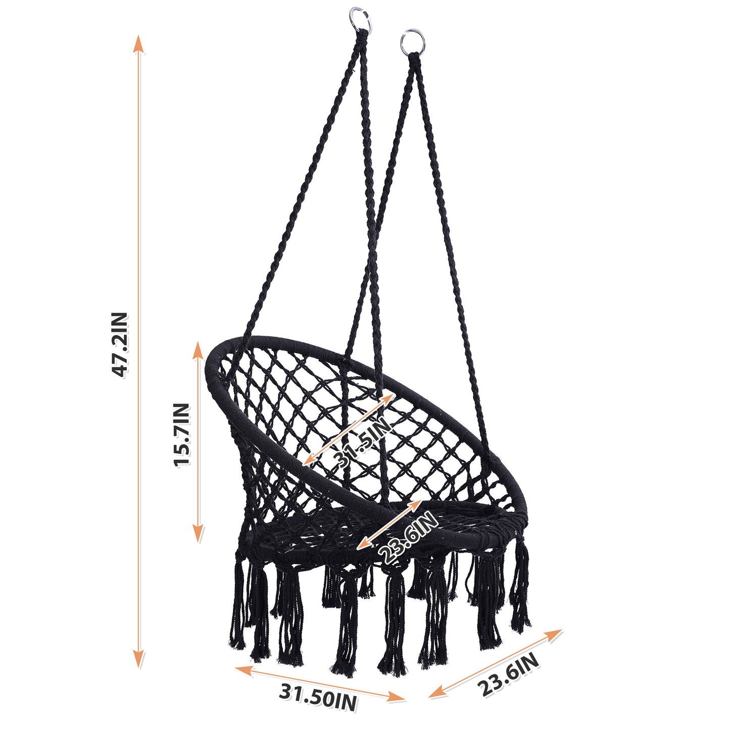 Macrame Hanging Hammock Chair, Cotton Rope Swing For Indoor And Outdoor Use