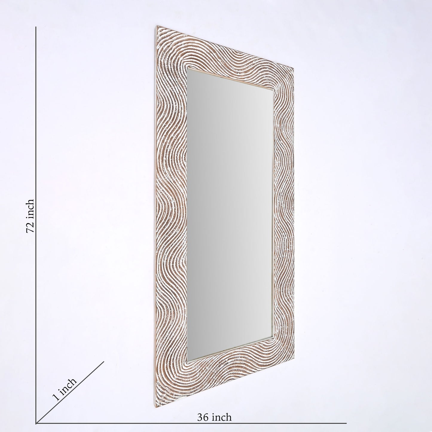 Handcarved Rectangle Mirror Accent With 3mm Glass - Antique White