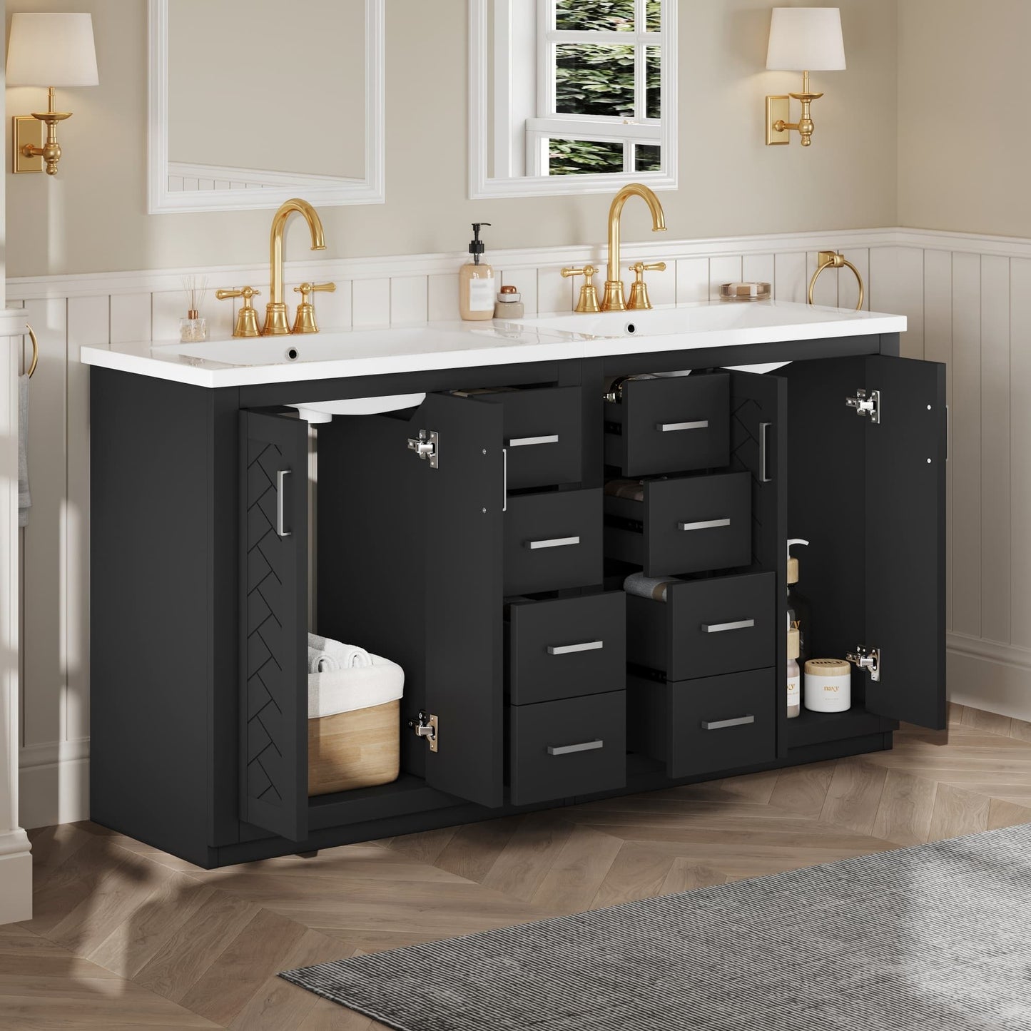 Bathroom Vanity Set With Sink, Storage Cabinet With Drawers & Soft Closing Doors