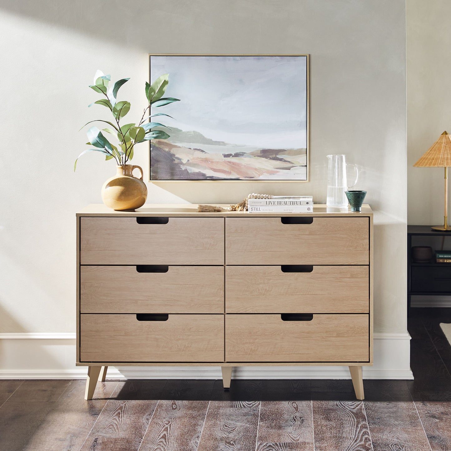 Hans - Mid-Century Hans 6 Drawer Dresser With Cut-Out Handles