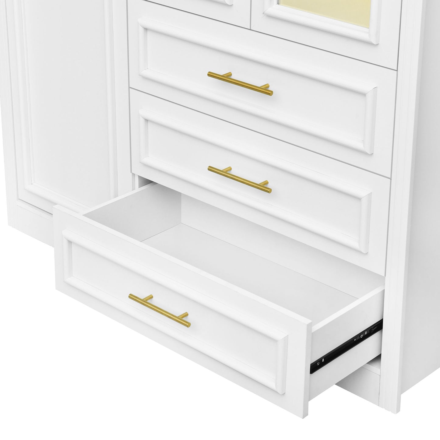 3 Door Wardrobe Armoire With LED Lighting And 3 Drawers - White